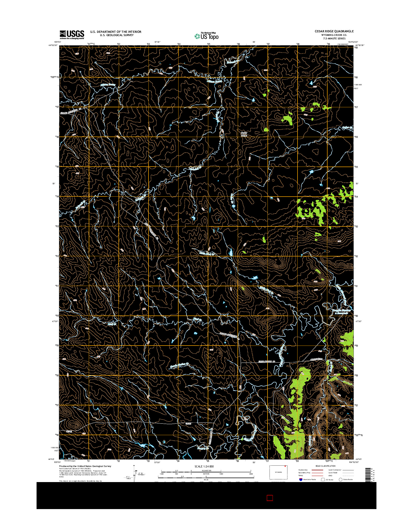 USGS US TOPO 7.5-MINUTE MAP FOR CEDAR RIDGE, WY 2015