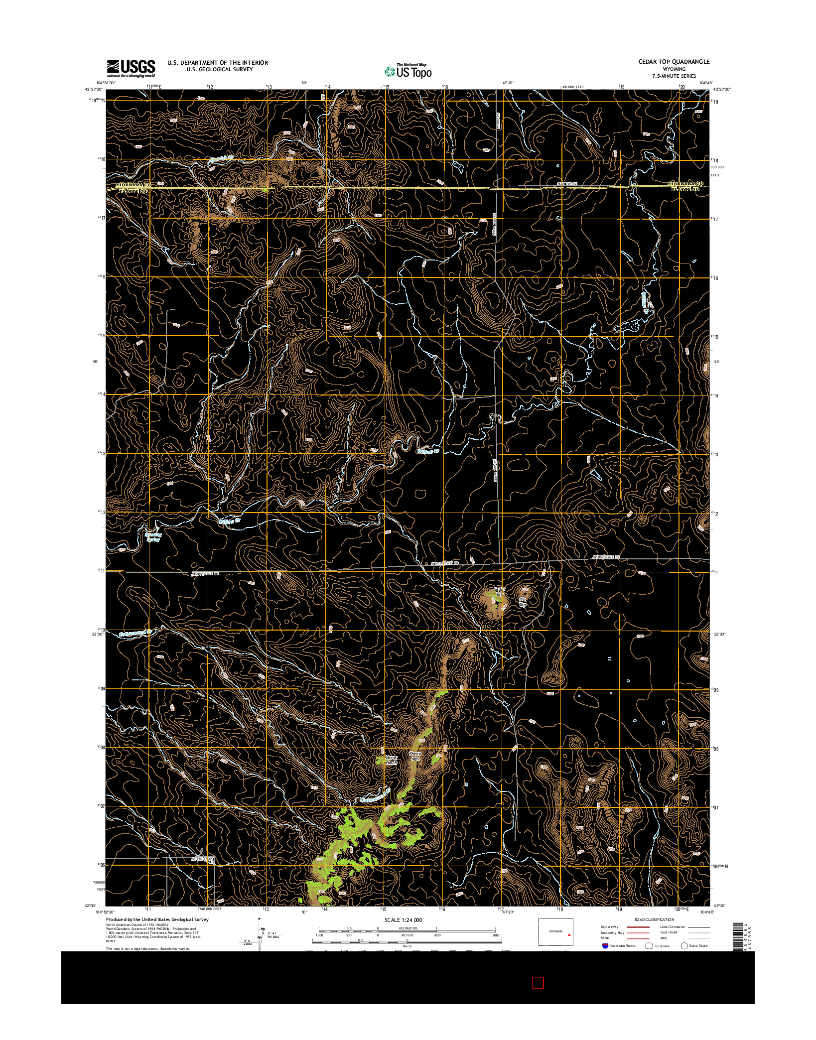 USGS US TOPO 7.5-MINUTE MAP FOR CEDAR TOP, WY 2015
