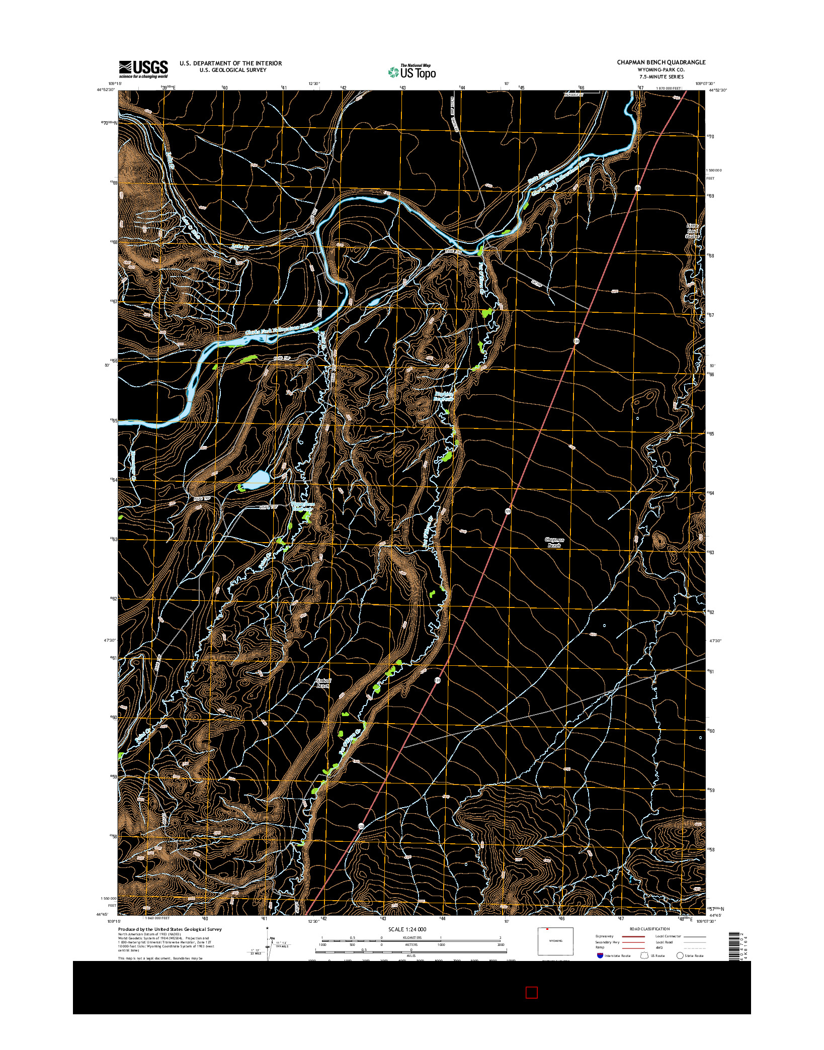 USGS US TOPO 7.5-MINUTE MAP FOR CHAPMAN BENCH, WY 2015