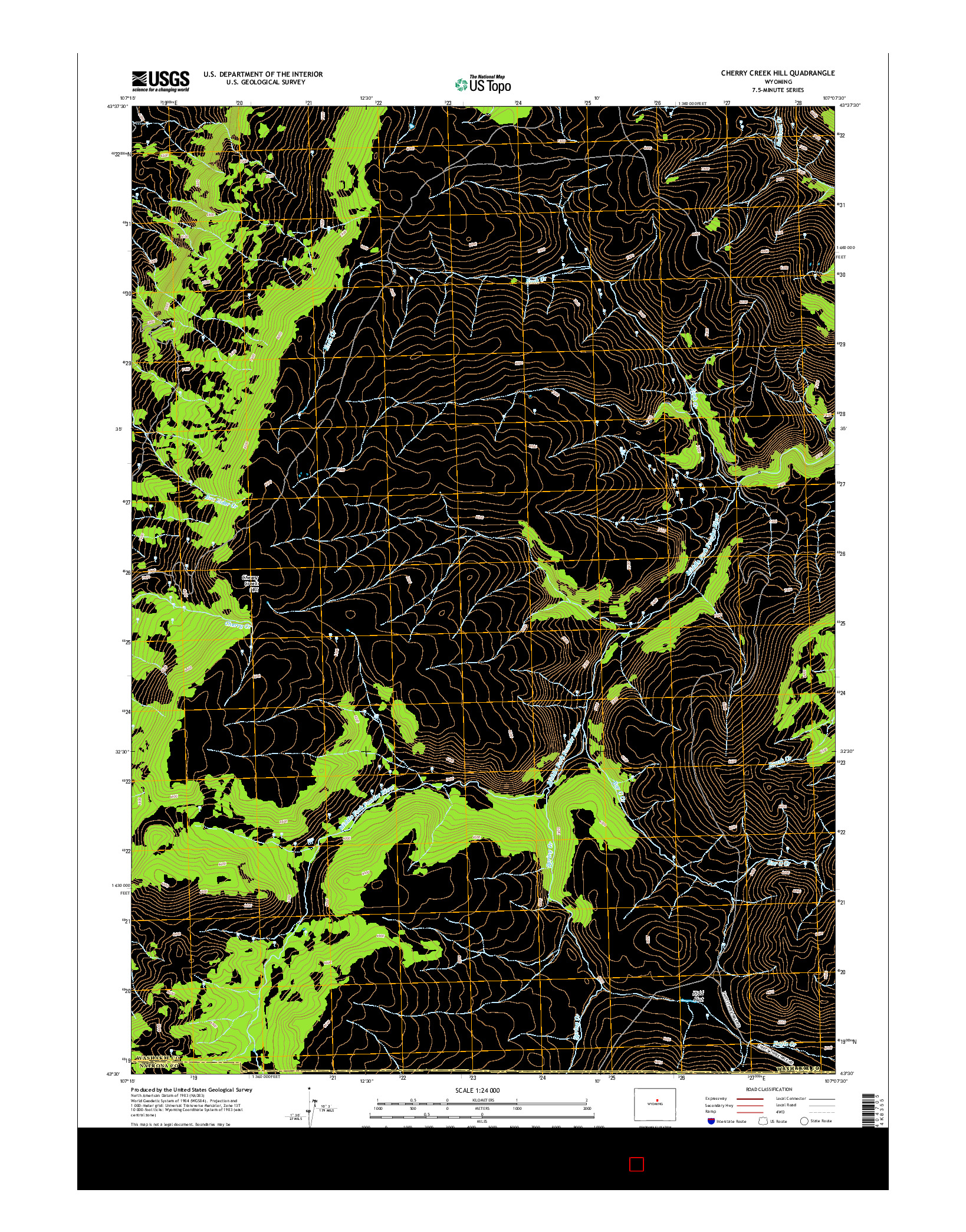 USGS US TOPO 7.5-MINUTE MAP FOR CHERRY CREEK HILL, WY 2015