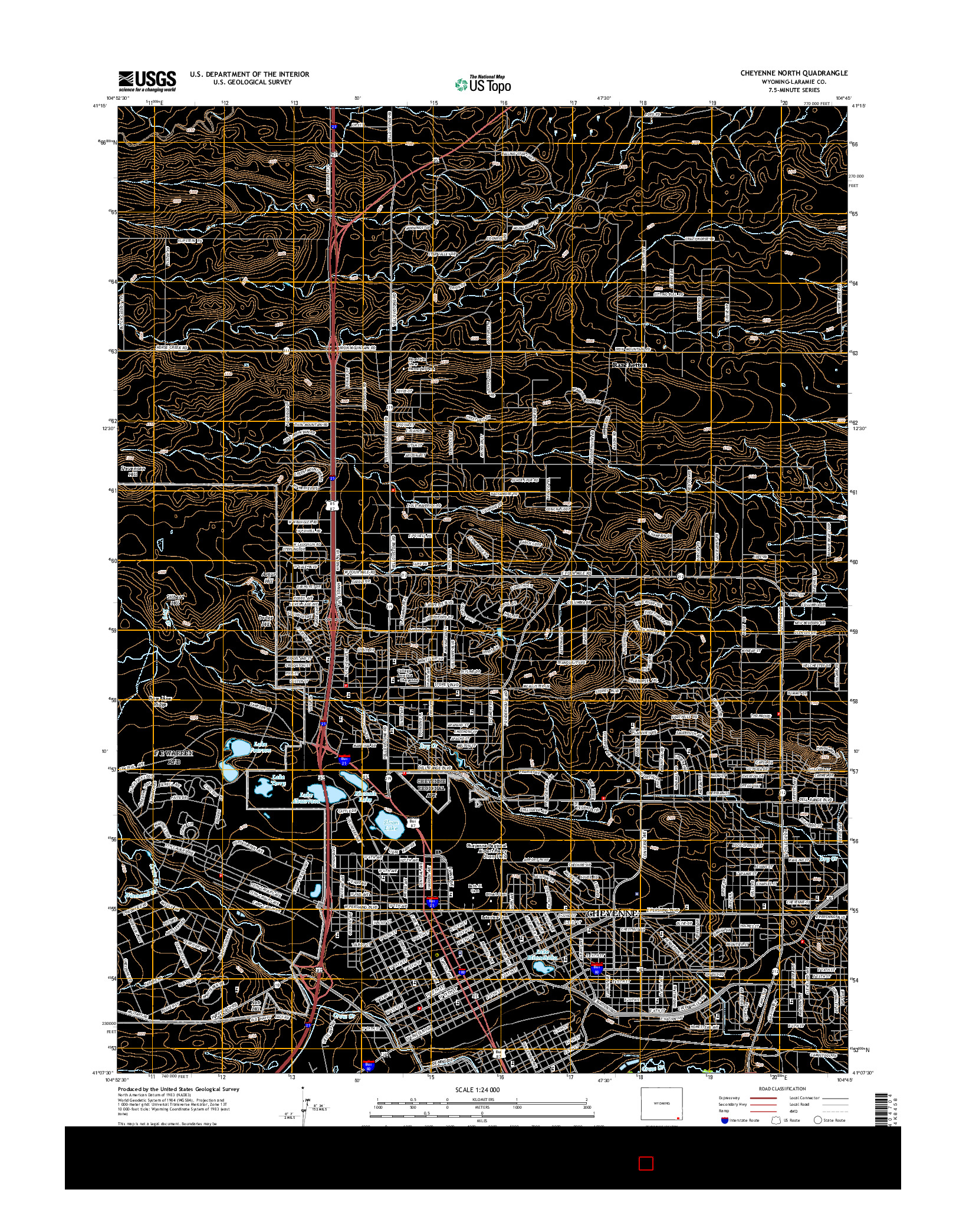 USGS US TOPO 7.5-MINUTE MAP FOR CHEYENNE NORTH, WY 2015