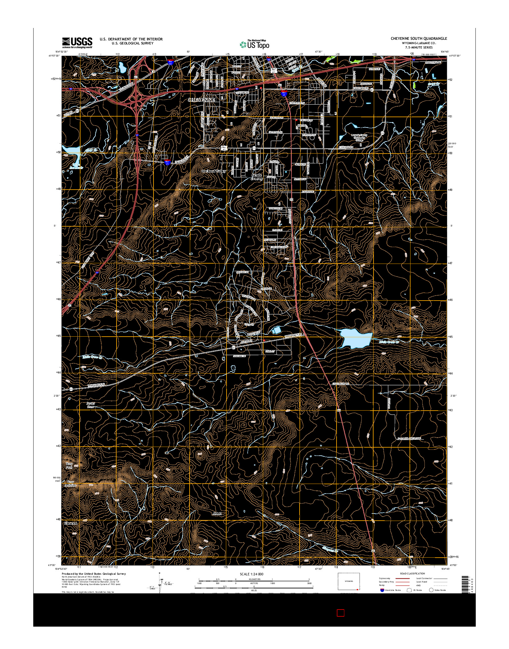 USGS US TOPO 7.5-MINUTE MAP FOR CHEYENNE SOUTH, WY 2015