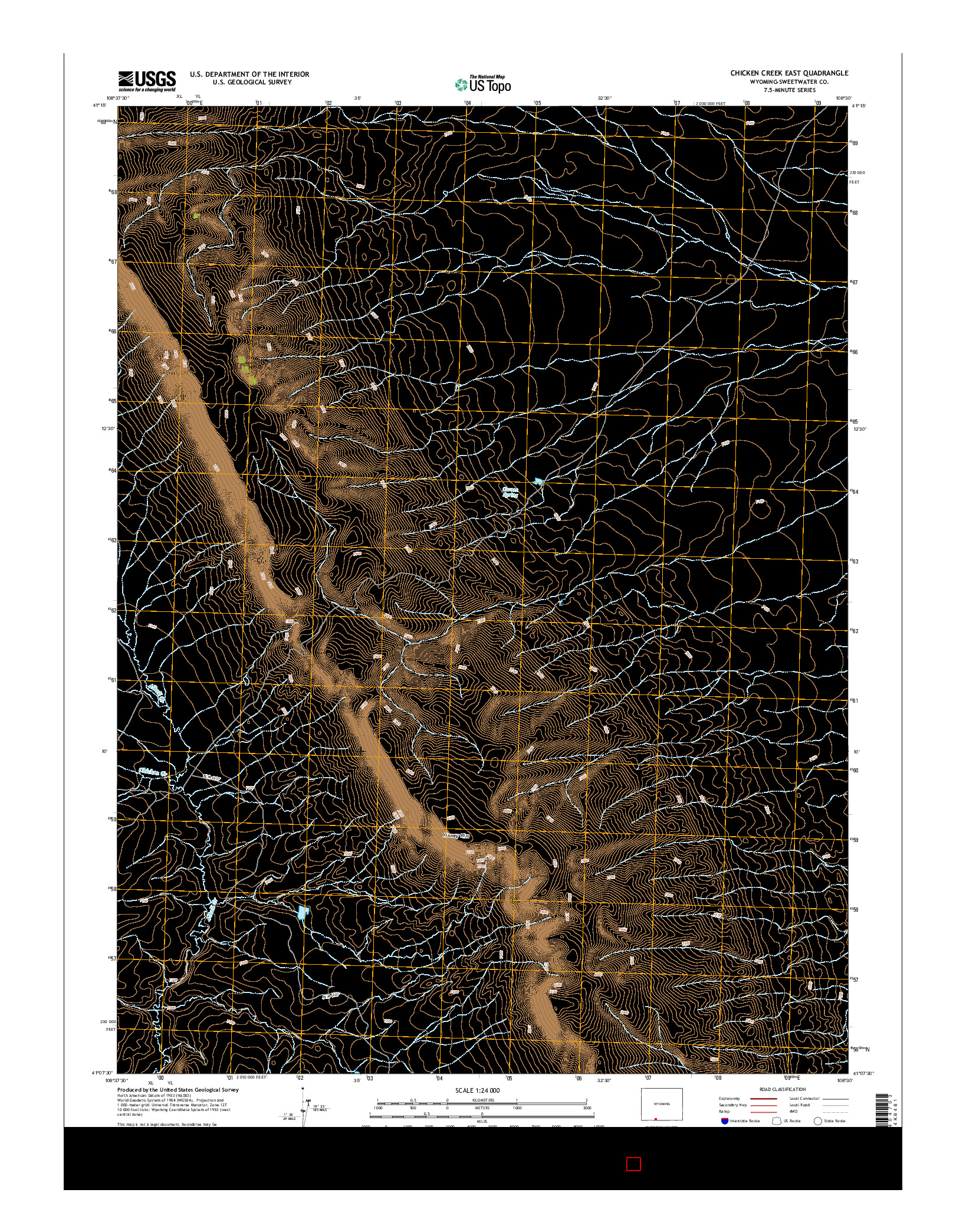 USGS US TOPO 7.5-MINUTE MAP FOR CHICKEN CREEK EAST, WY 2015