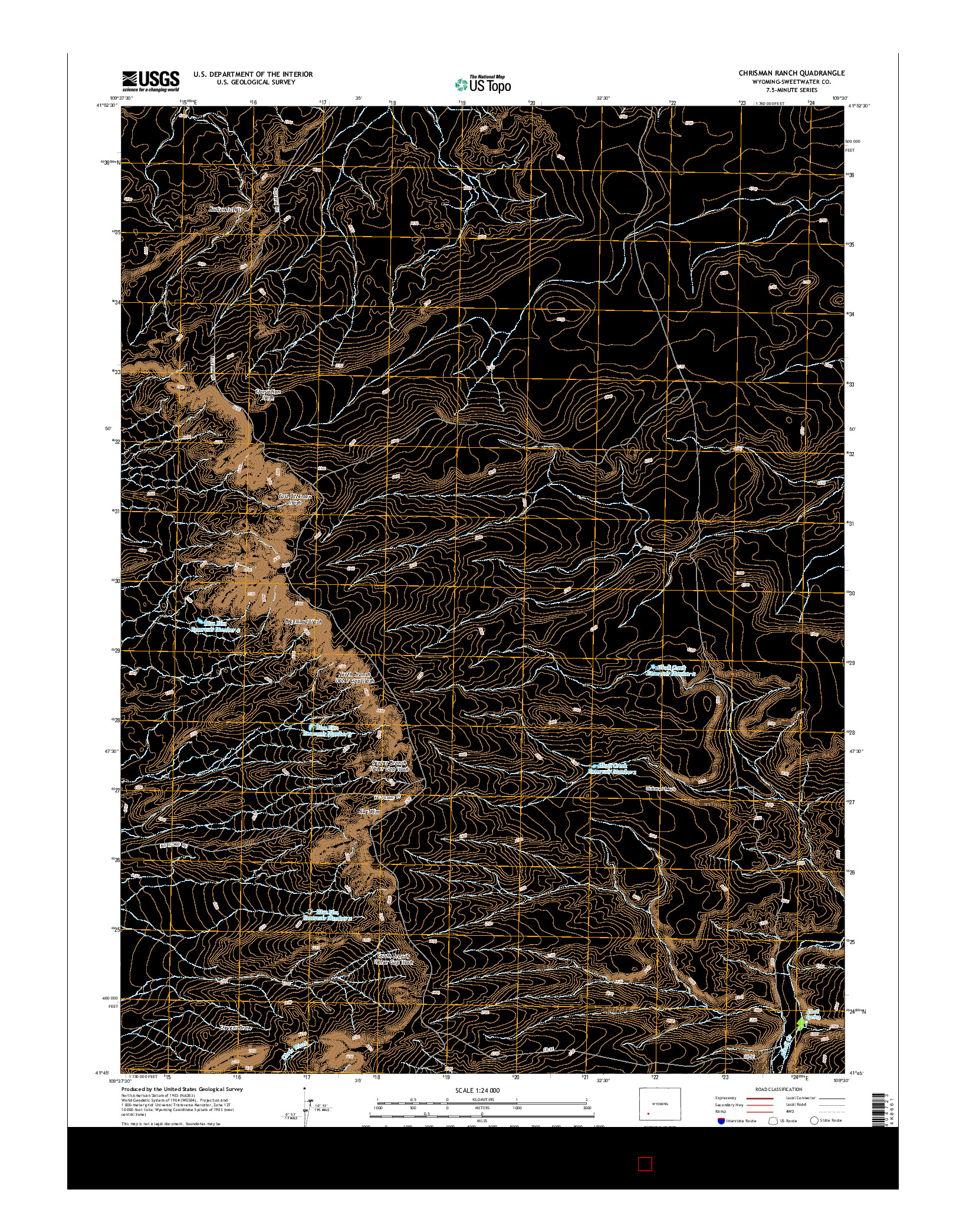 USGS US TOPO 7.5-MINUTE MAP FOR CHRISMAN RANCH, WY 2015