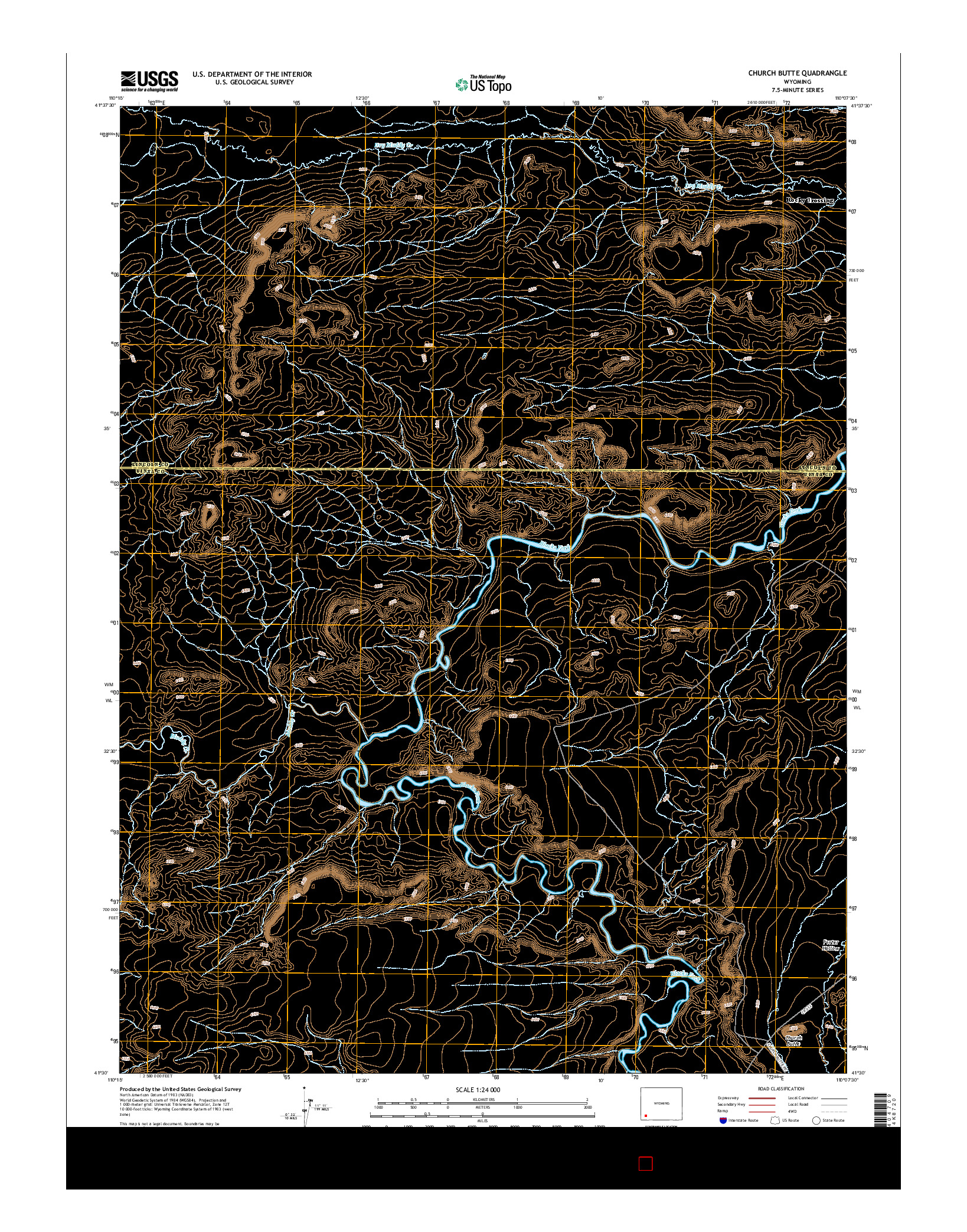 USGS US TOPO 7.5-MINUTE MAP FOR CHURCH BUTTE, WY 2015