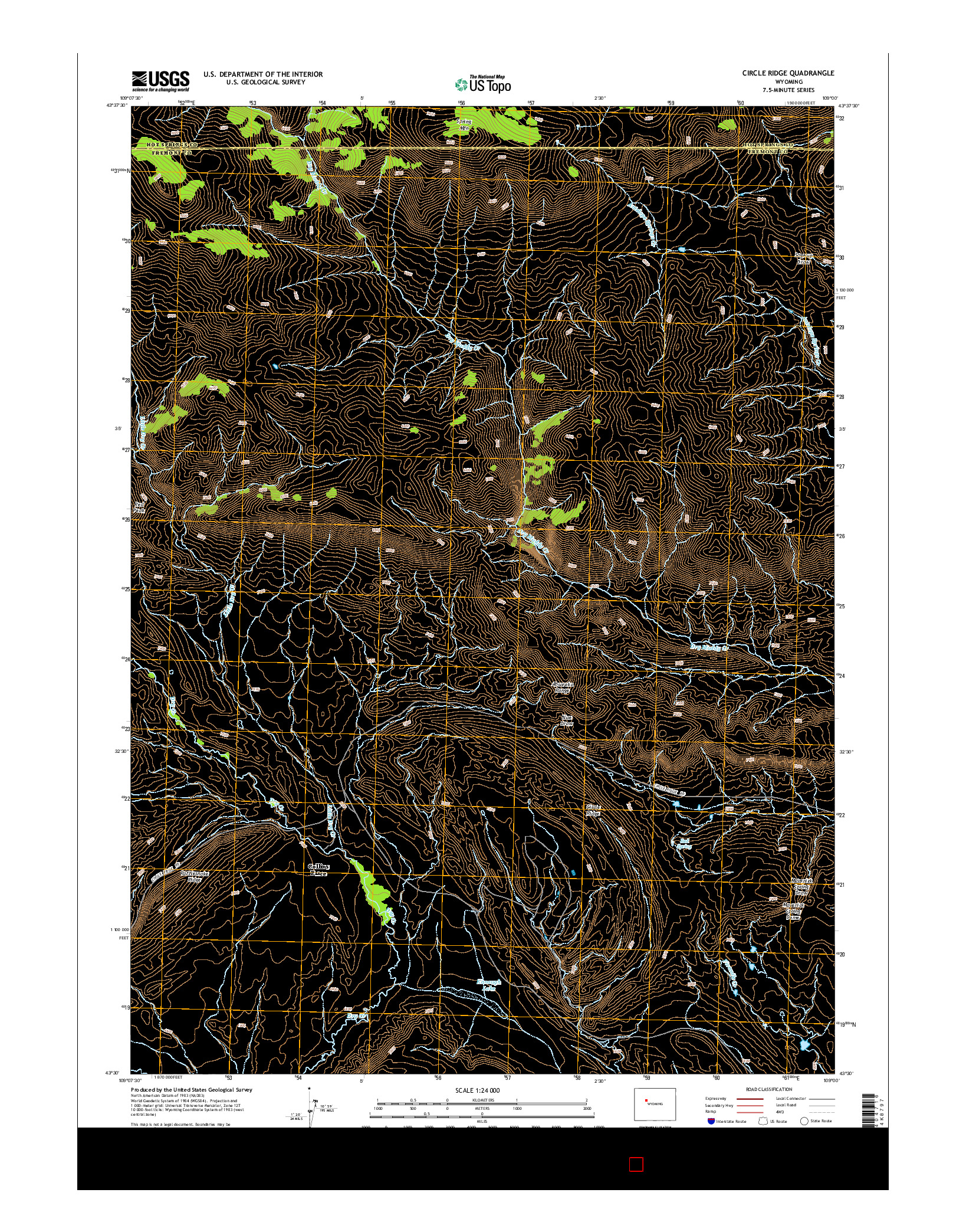 USGS US TOPO 7.5-MINUTE MAP FOR CIRCLE RIDGE, WY 2015