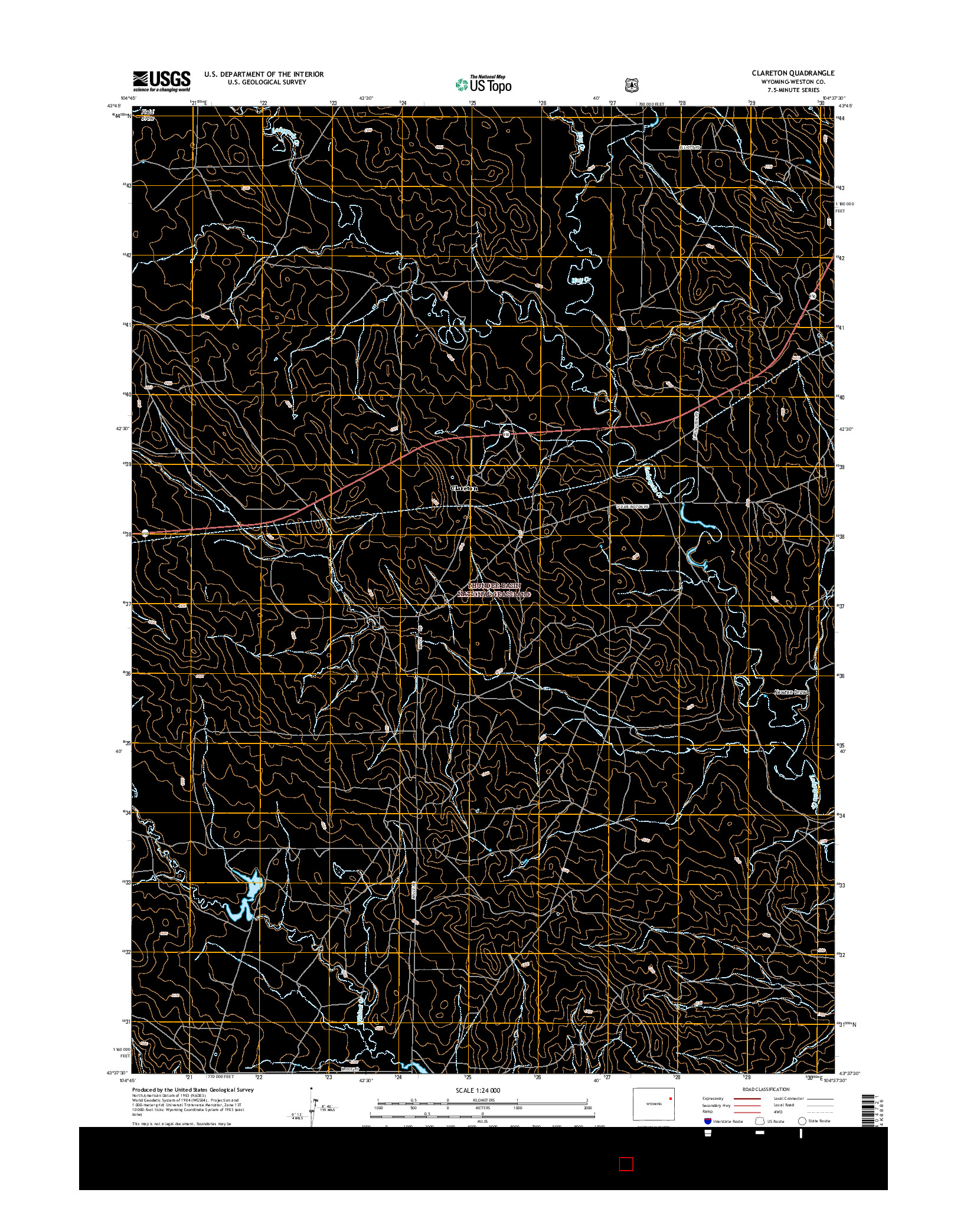 USGS US TOPO 7.5-MINUTE MAP FOR CLARETON, WY 2015