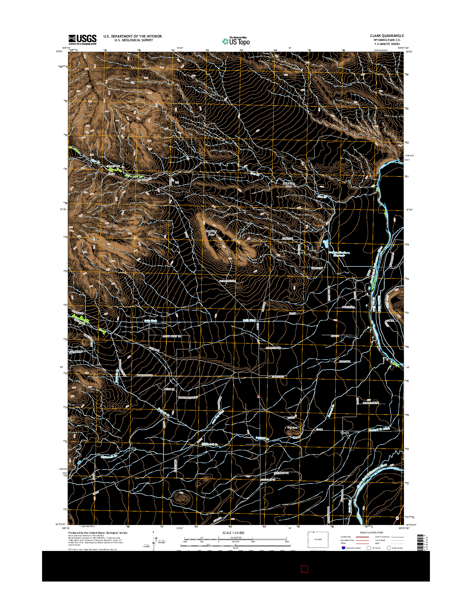 USGS US TOPO 7.5-MINUTE MAP FOR CLARK, WY 2015