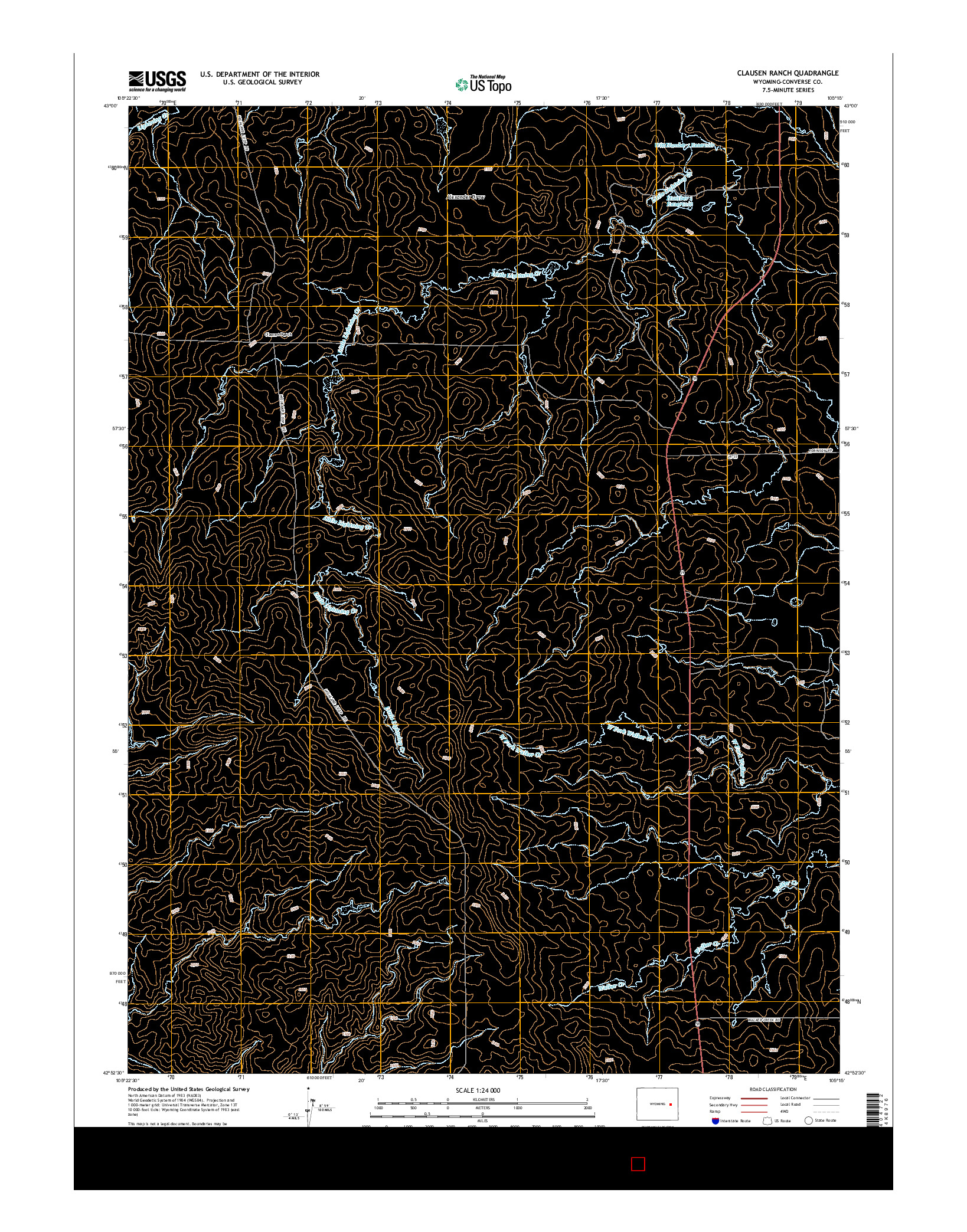 USGS US TOPO 7.5-MINUTE MAP FOR CLAUSEN RANCH, WY 2015