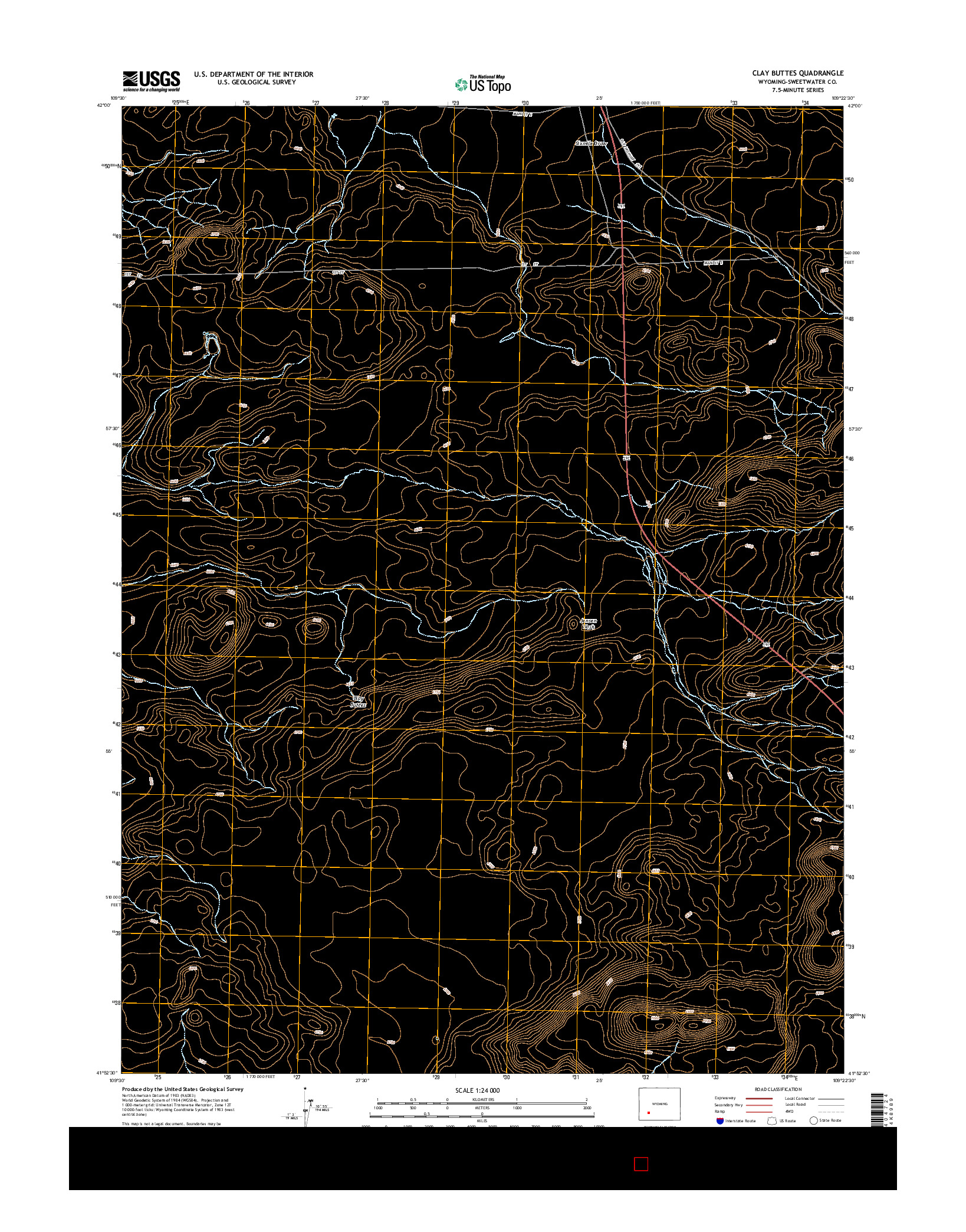 USGS US TOPO 7.5-MINUTE MAP FOR CLAY BUTTES, WY 2015