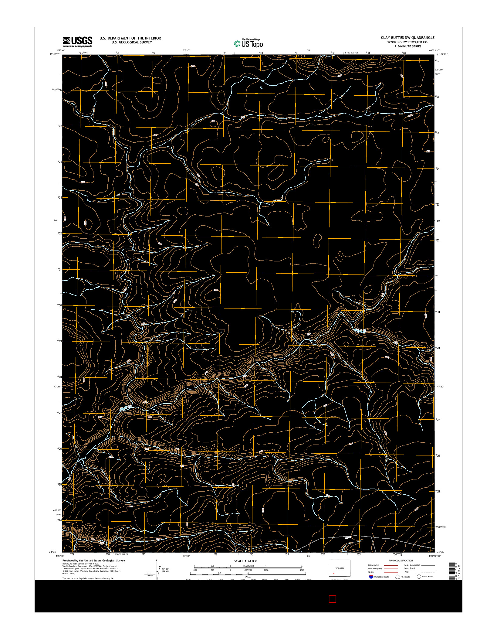 USGS US TOPO 7.5-MINUTE MAP FOR CLAY BUTTES SW, WY 2015