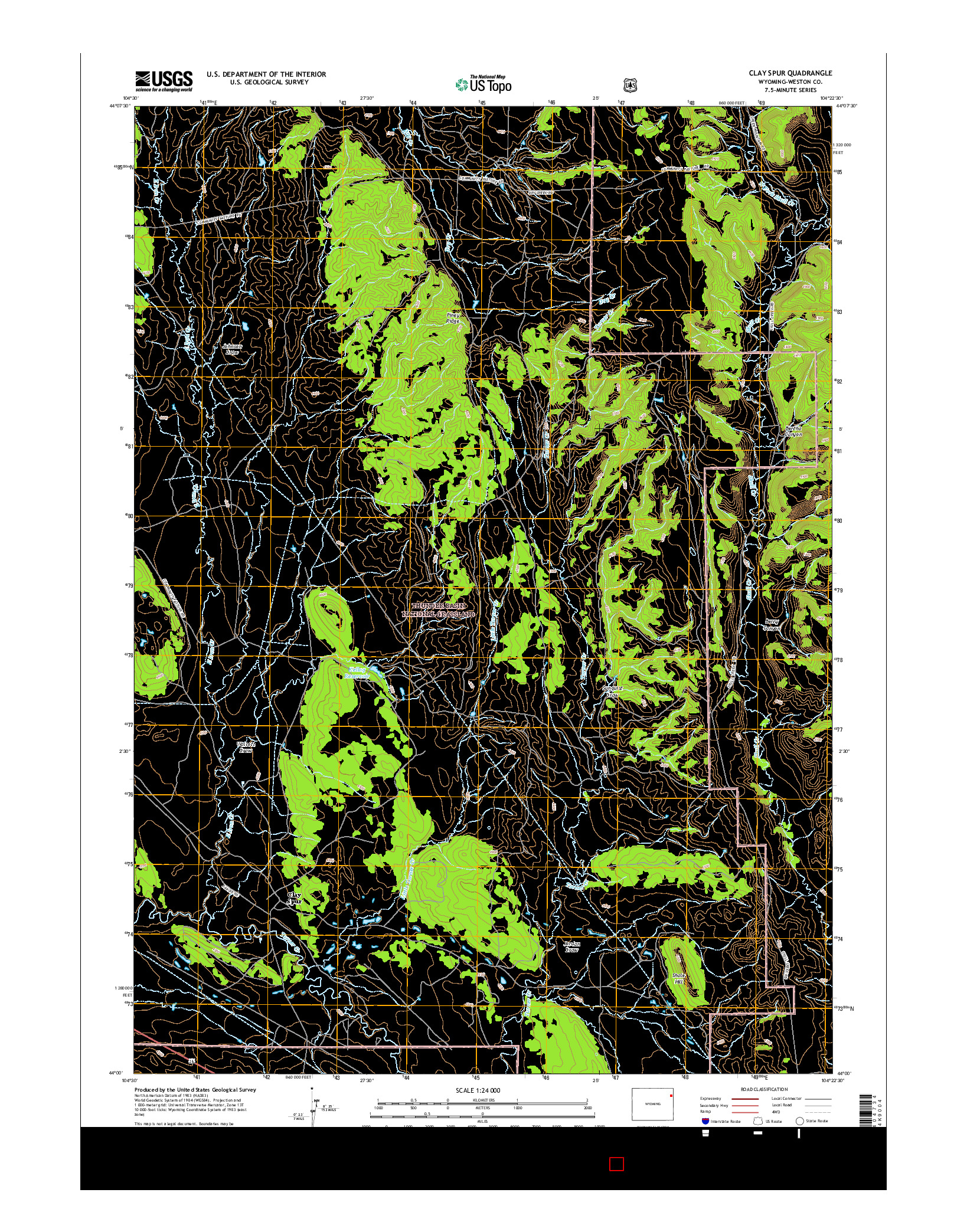 USGS US TOPO 7.5-MINUTE MAP FOR CLAY SPUR, WY 2015