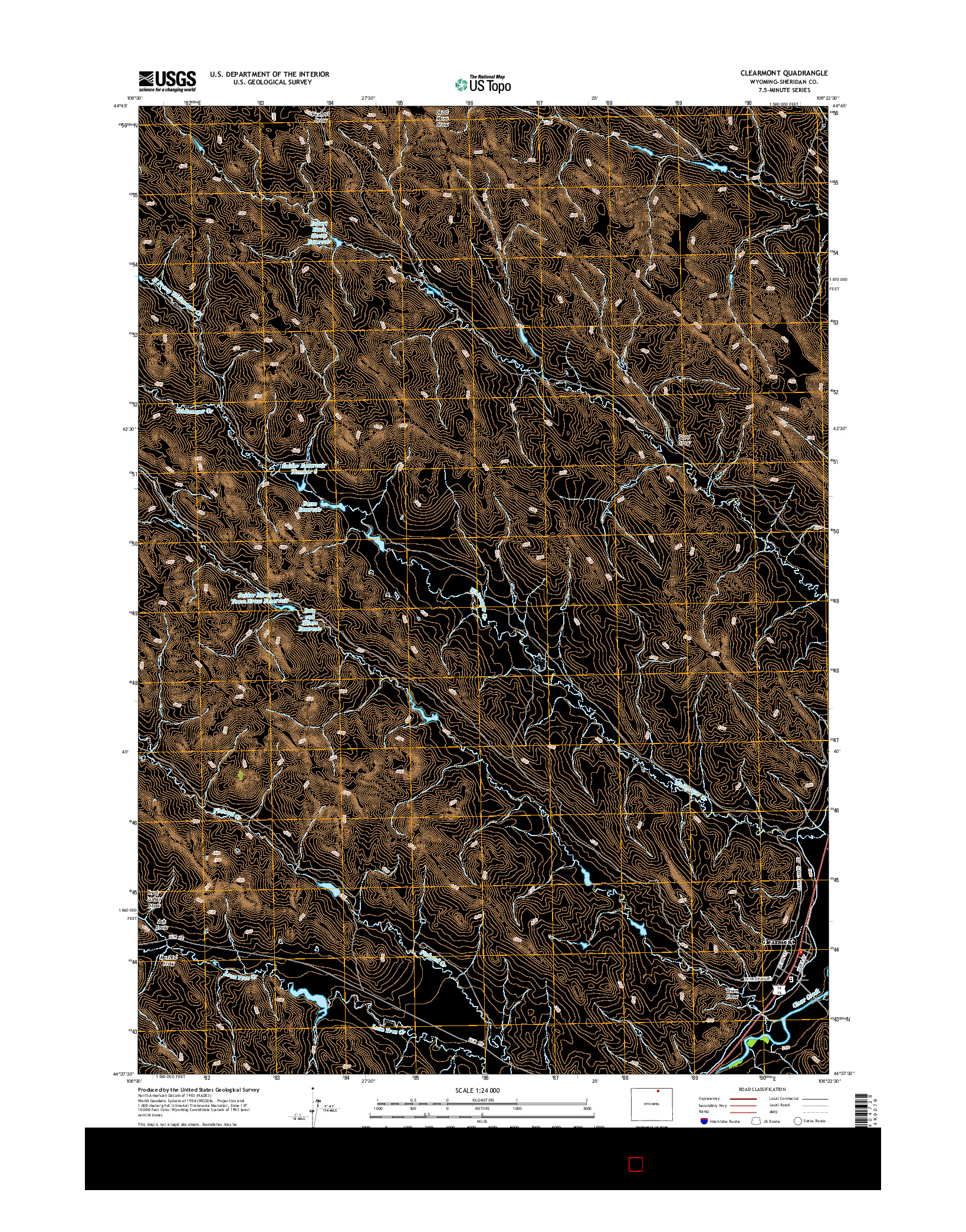 USGS US TOPO 7.5-MINUTE MAP FOR CLEARMONT, WY 2015