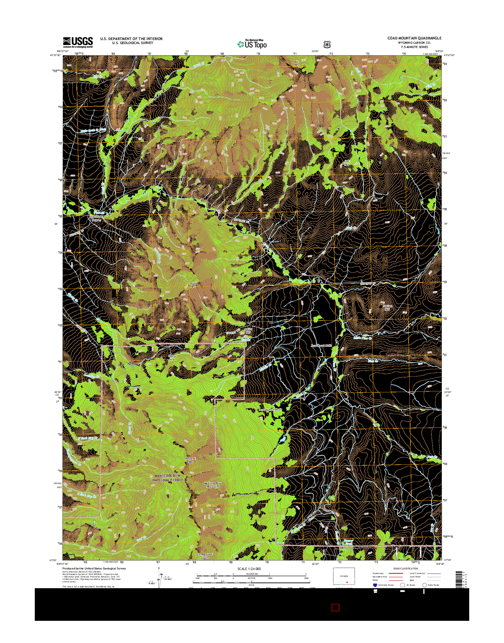 USGS US TOPO 7.5-MINUTE MAP FOR COAD MOUNTAIN, WY 2015