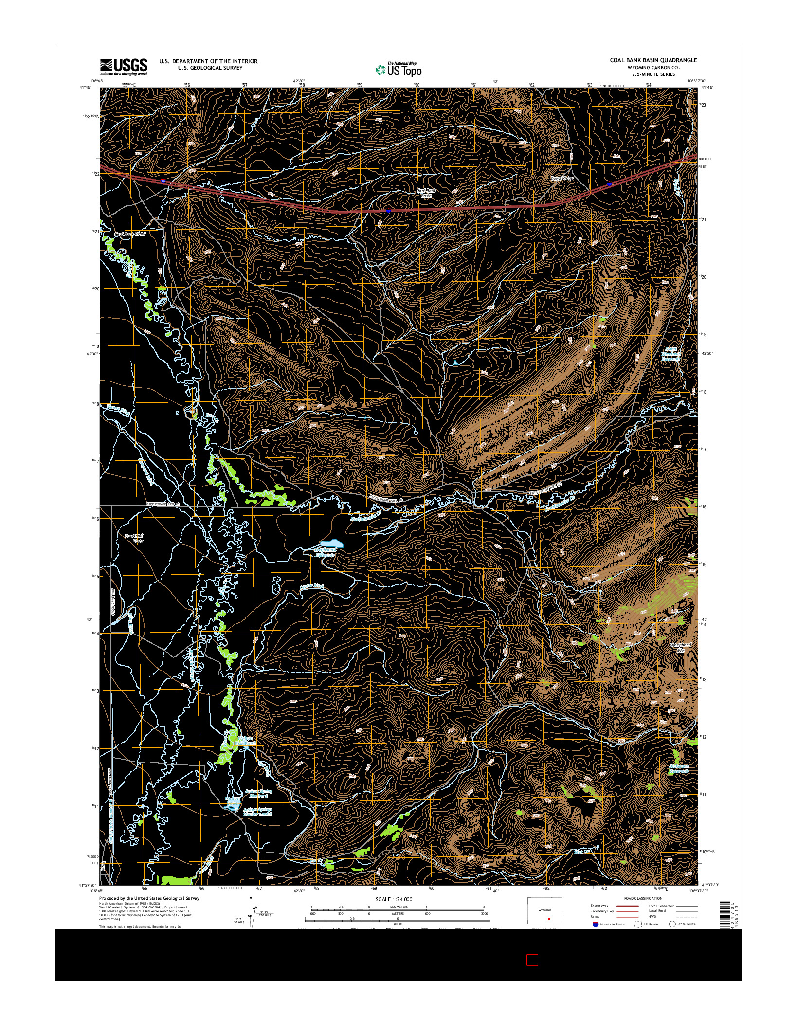 USGS US TOPO 7.5-MINUTE MAP FOR COAL BANK BASIN, WY 2015