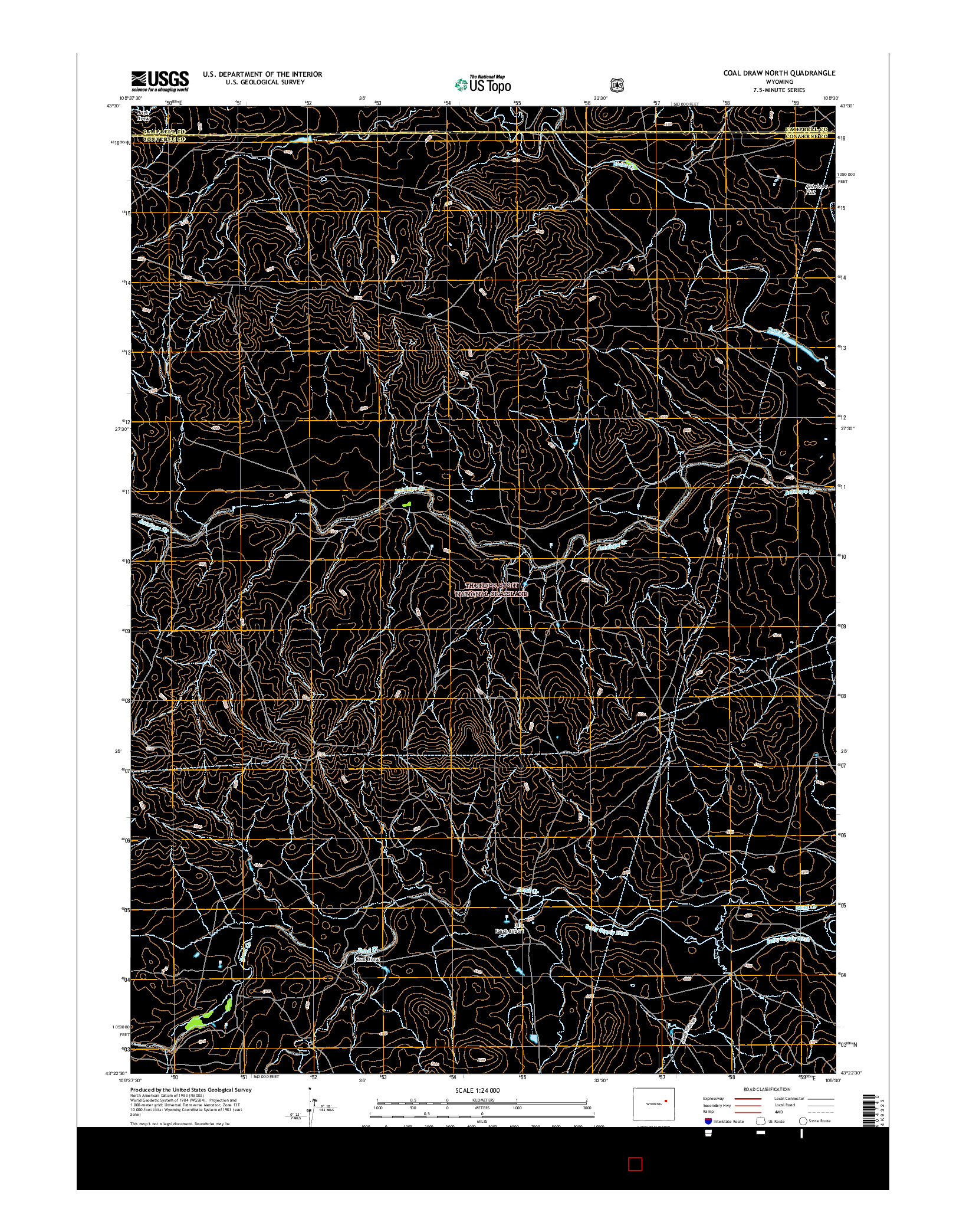 USGS US TOPO 7.5-MINUTE MAP FOR COAL DRAW NORTH, WY 2015