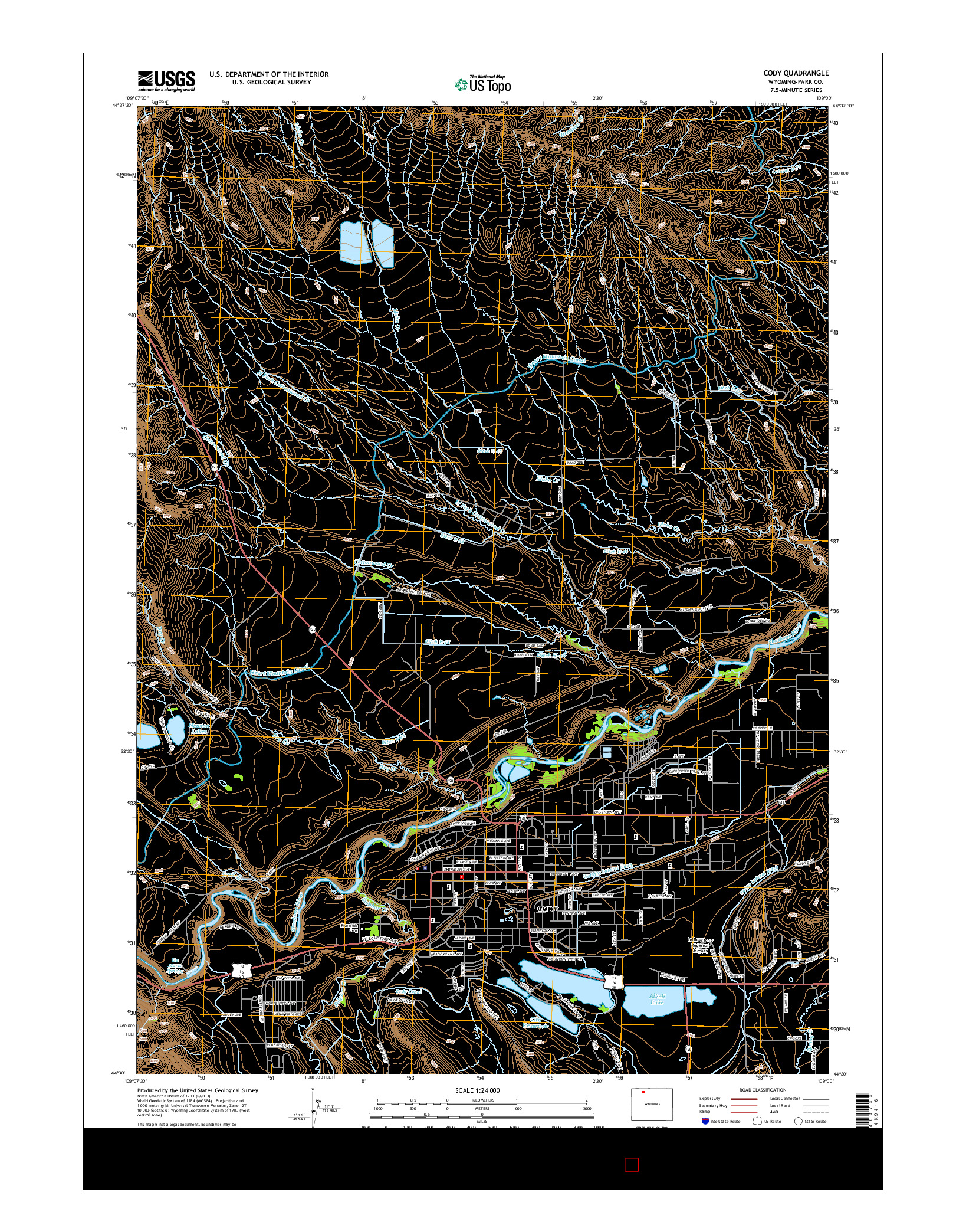 USGS US TOPO 7.5-MINUTE MAP FOR CODY, WY 2015
