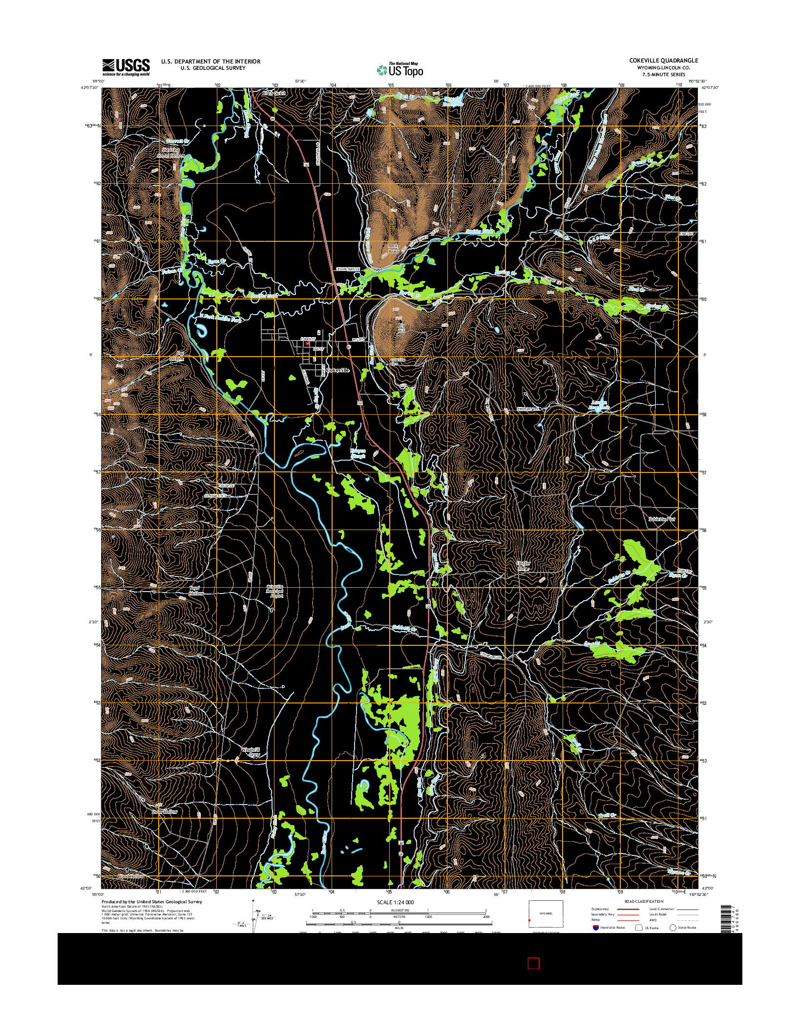 USGS US TOPO 7.5-MINUTE MAP FOR COKEVILLE, WY 2015