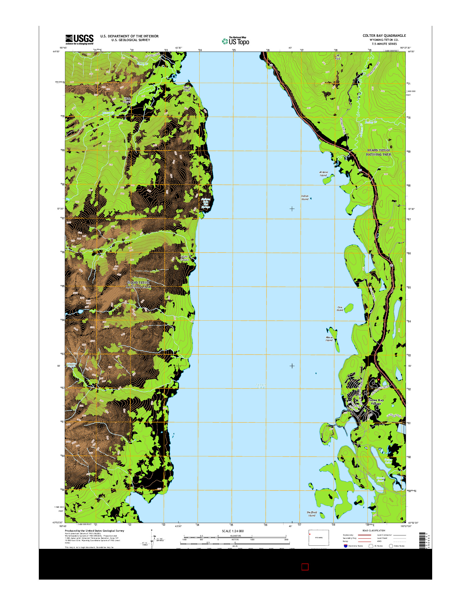 USGS US TOPO 7.5-MINUTE MAP FOR COLTER BAY, WY 2015