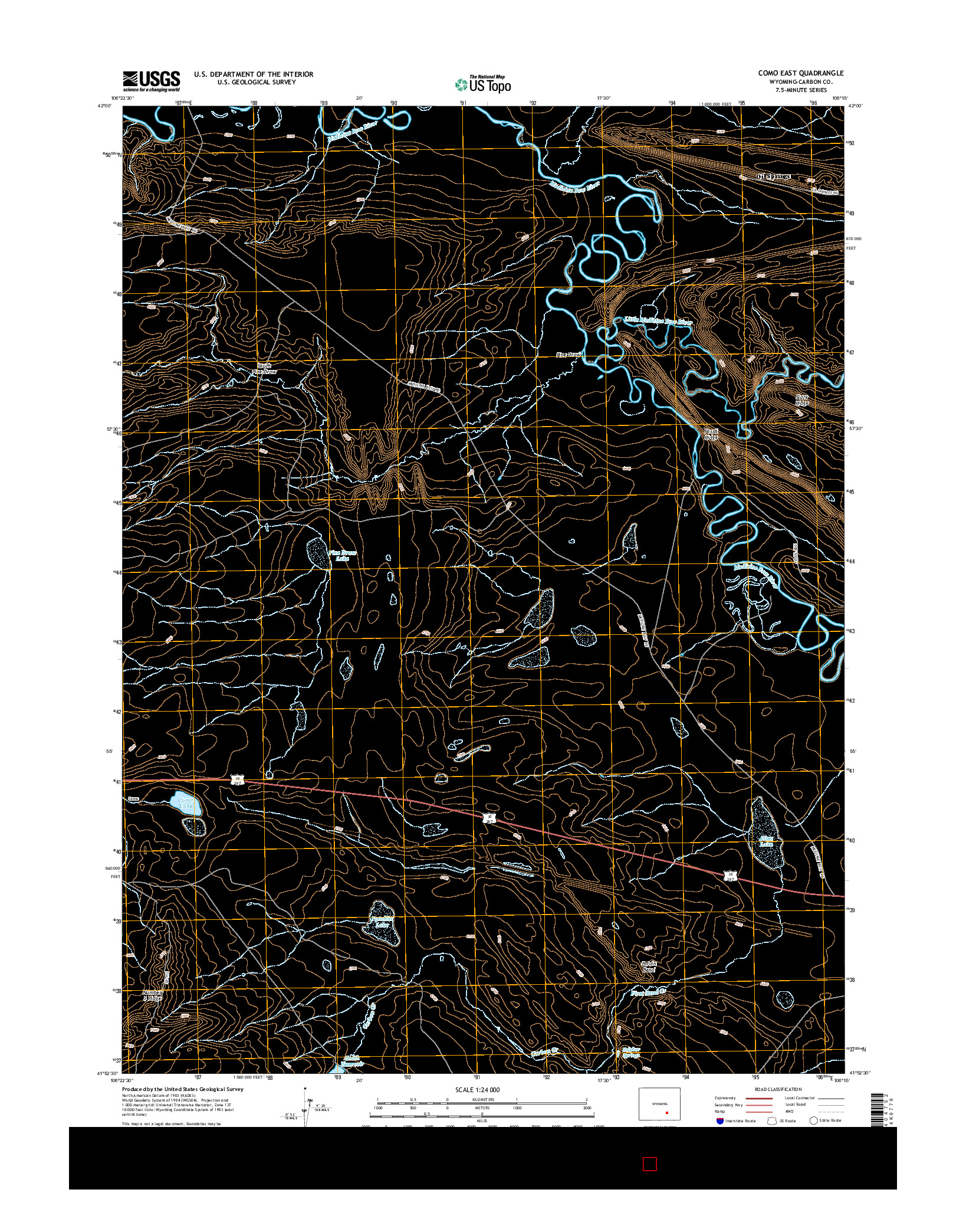 USGS US TOPO 7.5-MINUTE MAP FOR COMO EAST, WY 2015