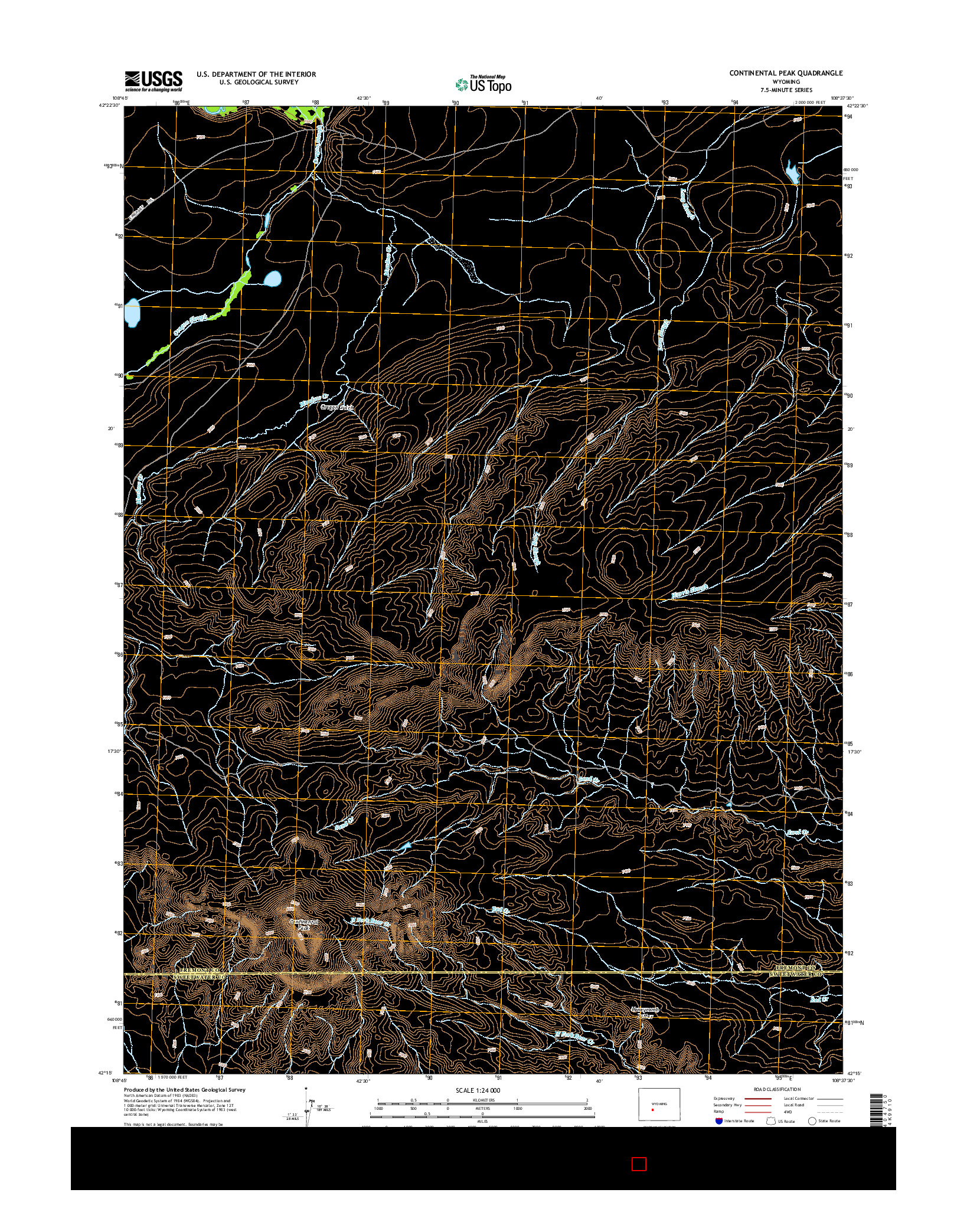 USGS US TOPO 7.5-MINUTE MAP FOR CONTINENTAL PEAK, WY 2015