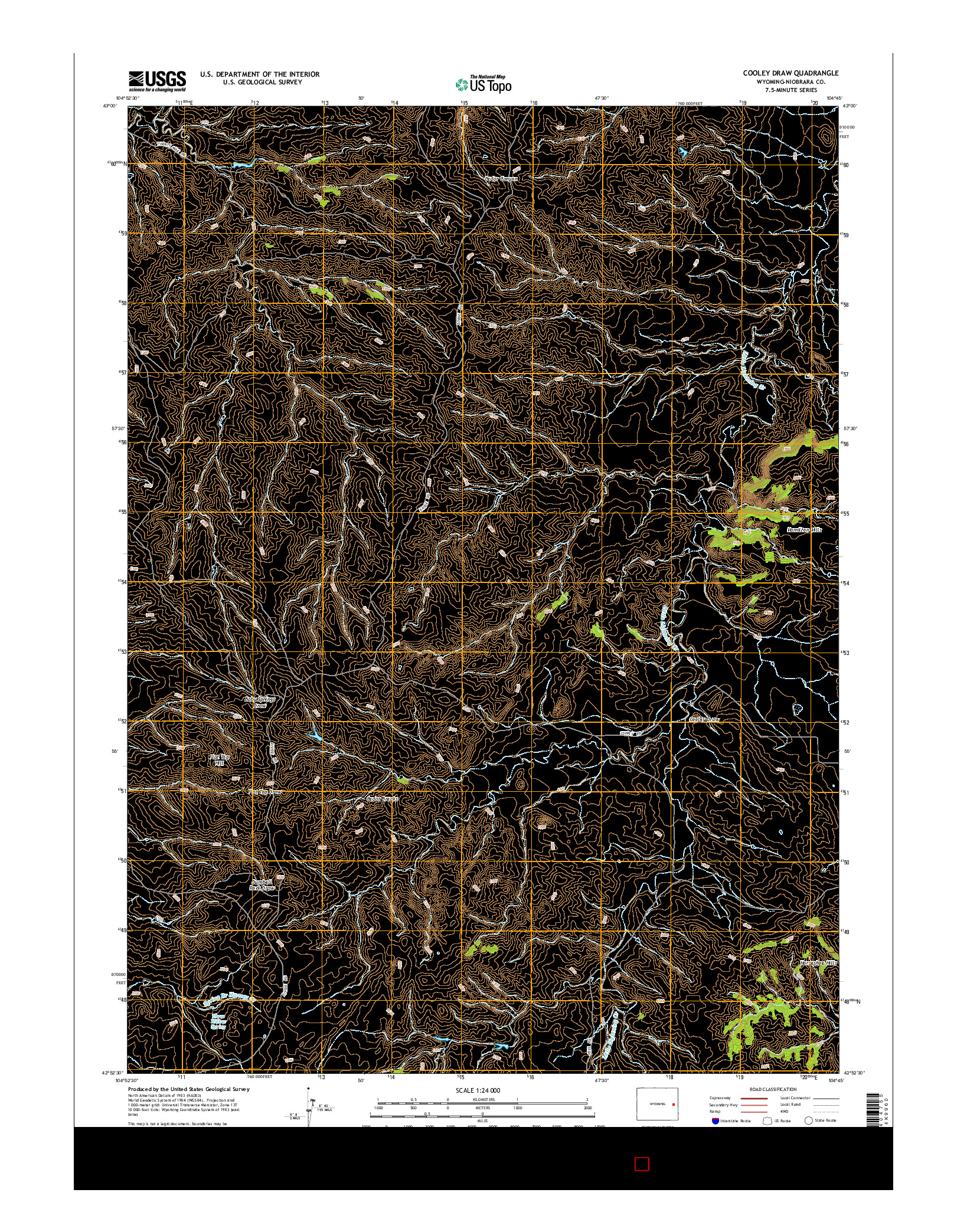 USGS US TOPO 7.5-MINUTE MAP FOR COOLEY DRAW, WY 2015