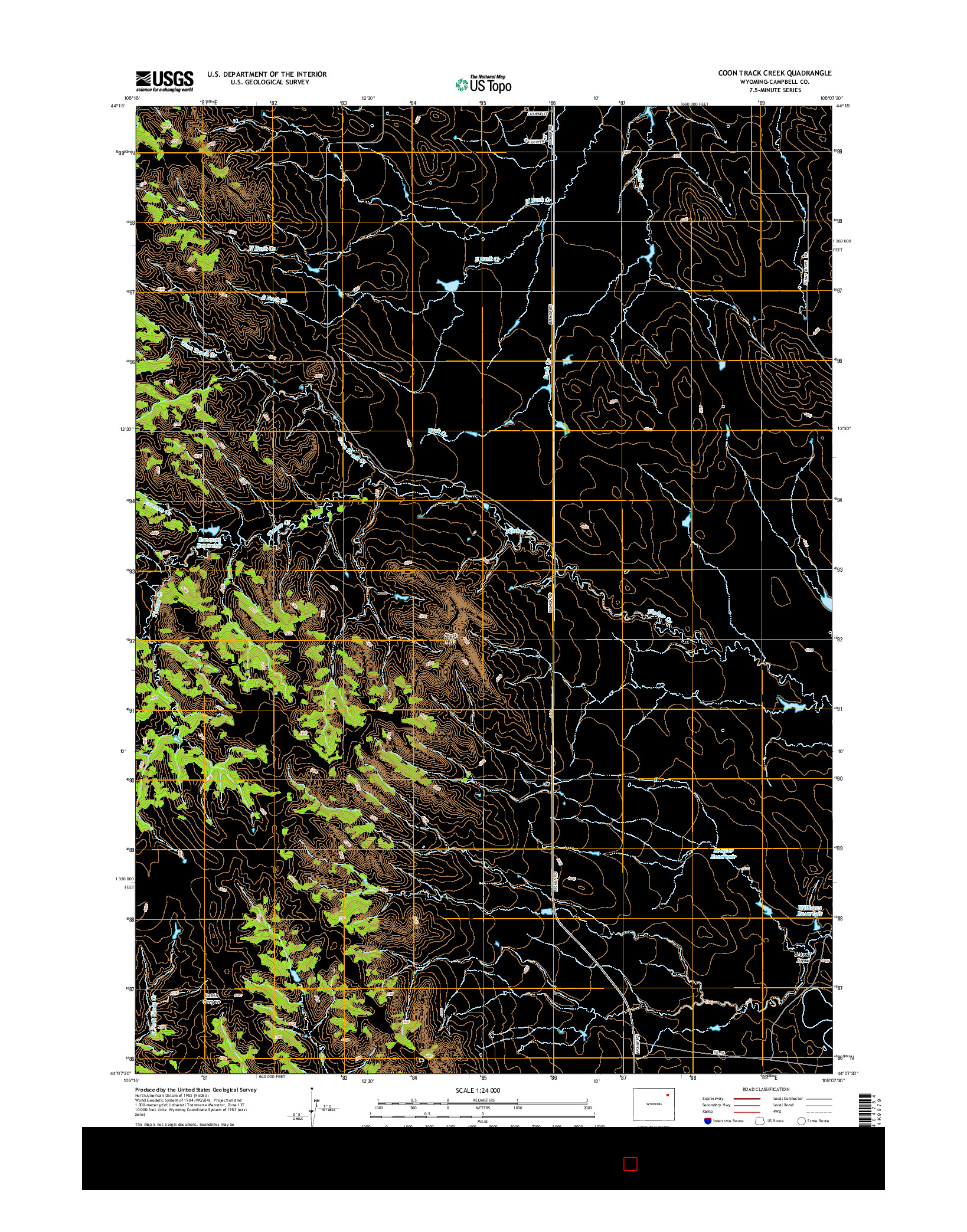 USGS US TOPO 7.5-MINUTE MAP FOR COON TRACK CREEK, WY 2015