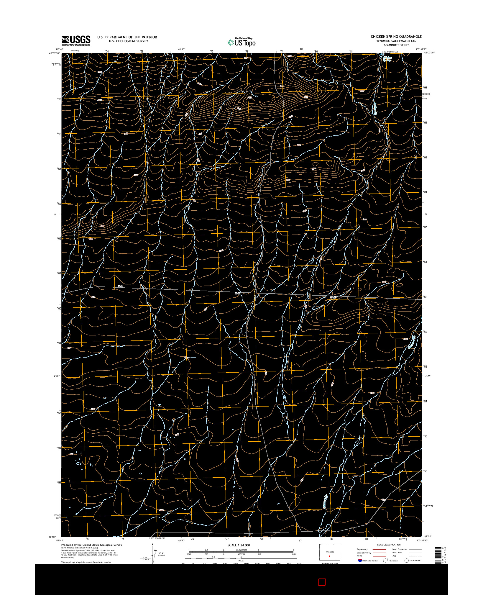 USGS US TOPO 7.5-MINUTE MAP FOR CHICKEN SPRING, WY 2015