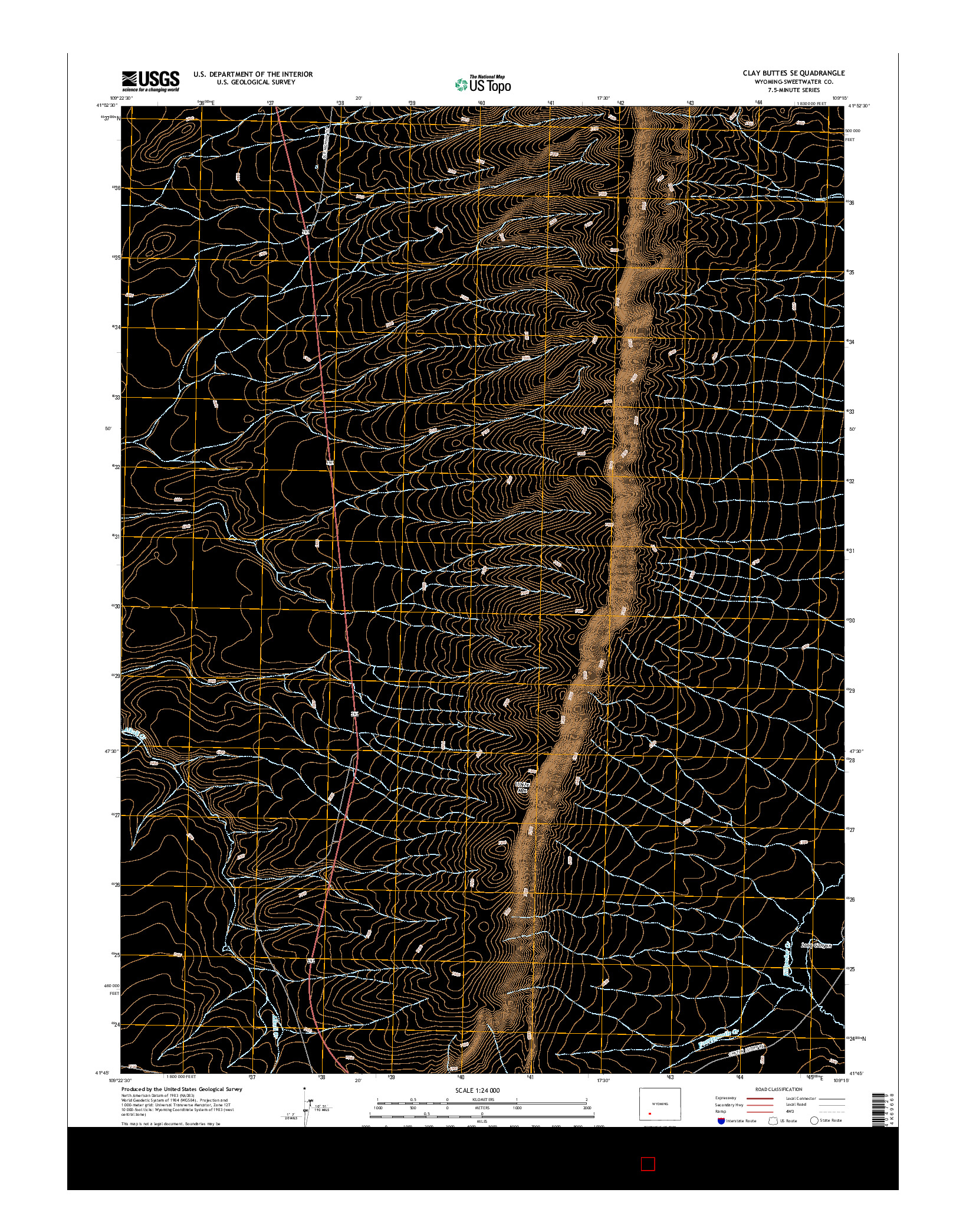 USGS US TOPO 7.5-MINUTE MAP FOR CLAY BUTTES SE, WY 2015