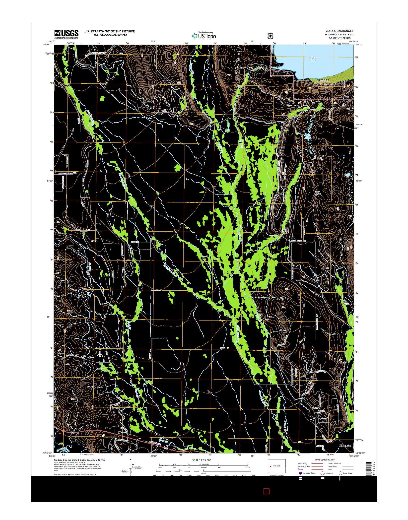 USGS US TOPO 7.5-MINUTE MAP FOR CORA, WY 2015
