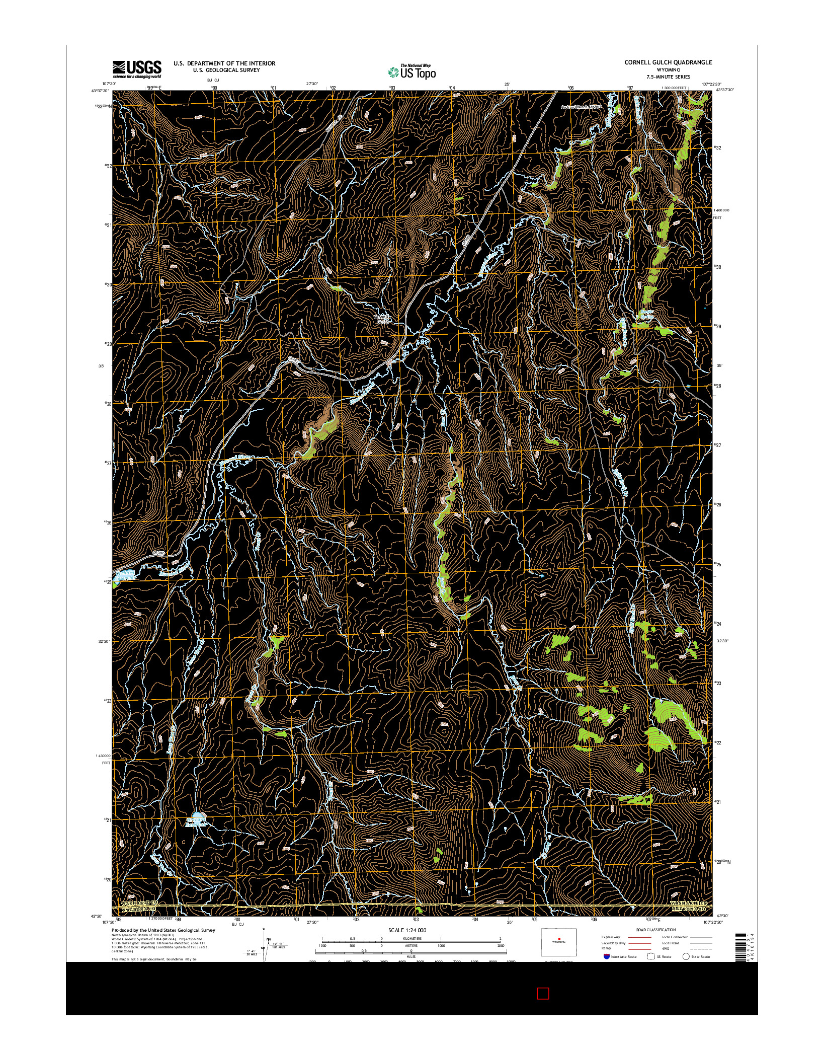 USGS US TOPO 7.5-MINUTE MAP FOR CORNELL GULCH, WY 2015