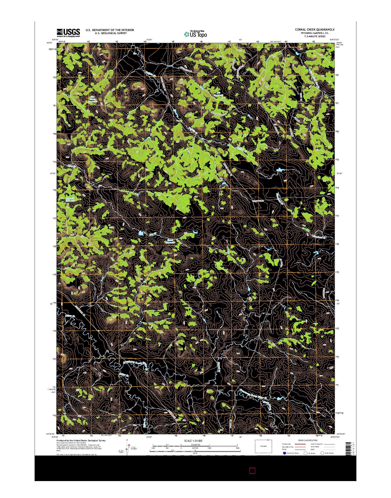 USGS US TOPO 7.5-MINUTE MAP FOR CORRAL CREEK, WY 2015