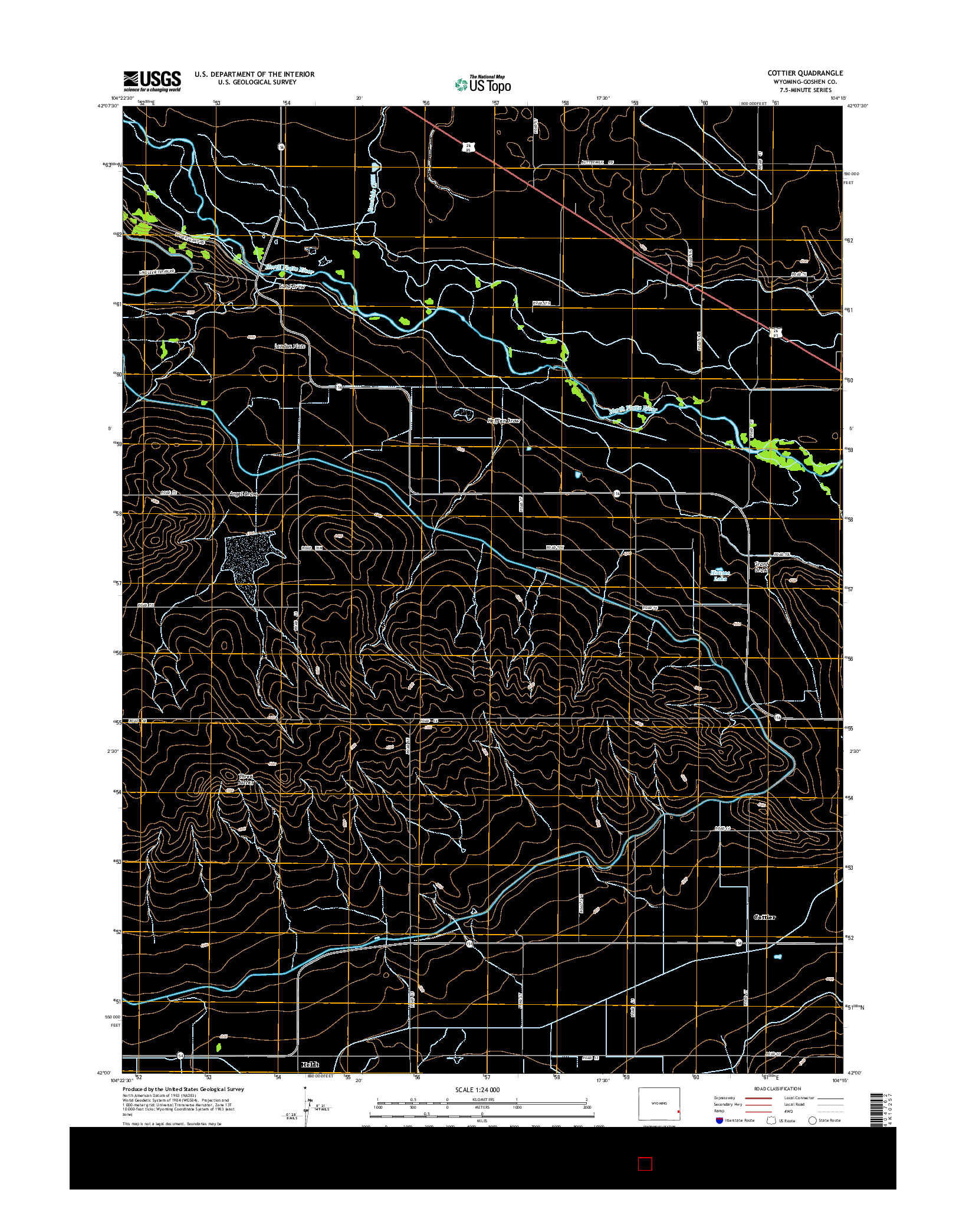 USGS US TOPO 7.5-MINUTE MAP FOR COTTIER, WY 2015