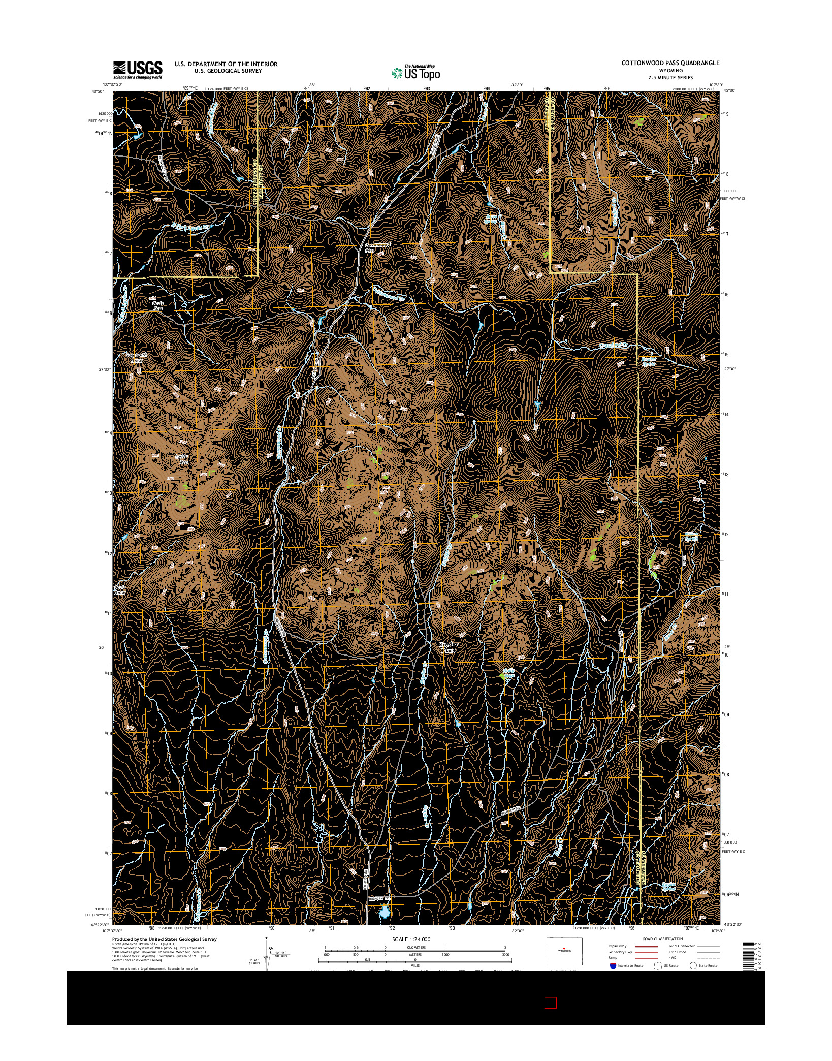 USGS US TOPO 7.5-MINUTE MAP FOR COTTONWOOD PASS, WY 2015