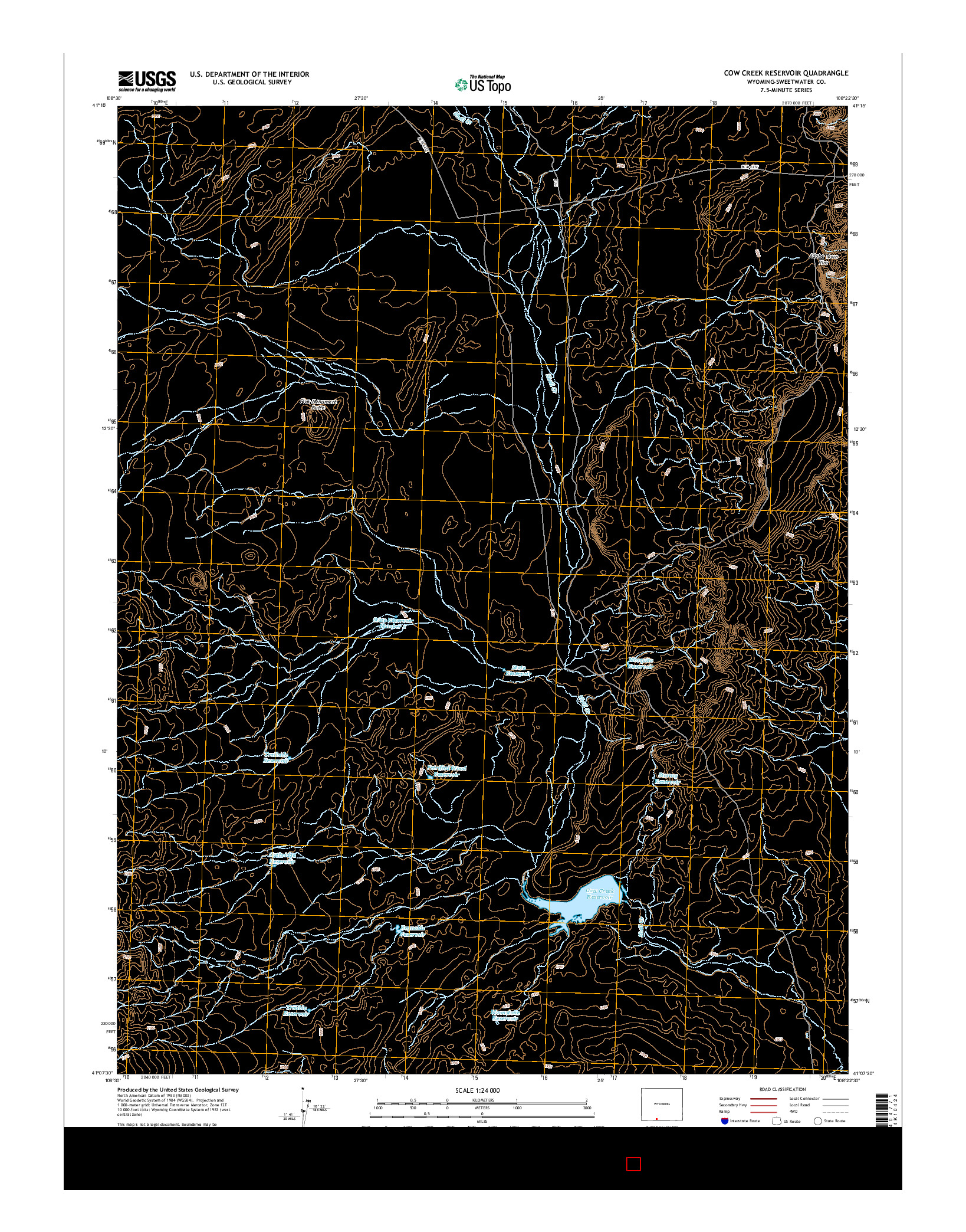 USGS US TOPO 7.5-MINUTE MAP FOR COW CREEK RESERVOIR, WY 2015