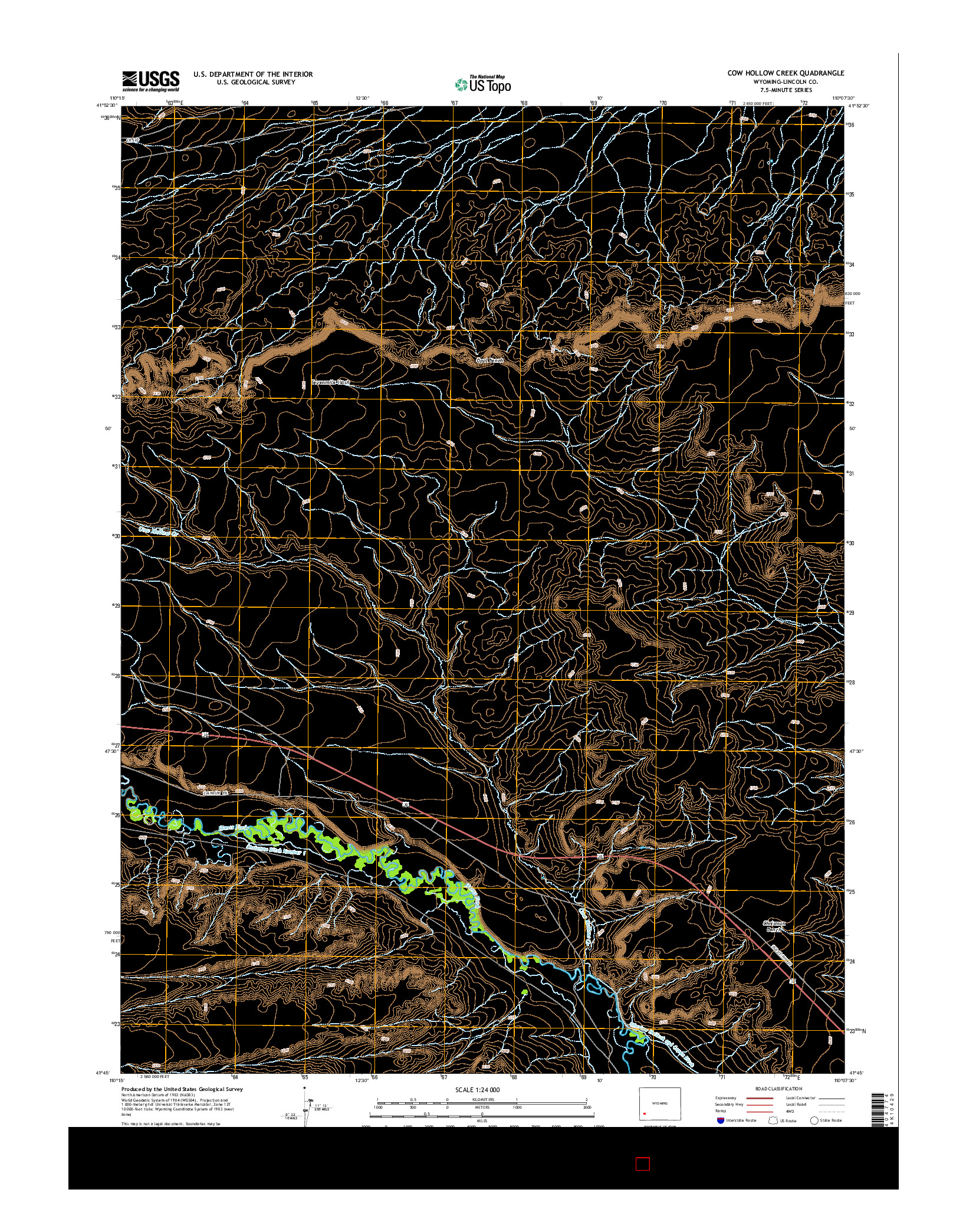 USGS US TOPO 7.5-MINUTE MAP FOR COW HOLLOW CREEK, WY 2015