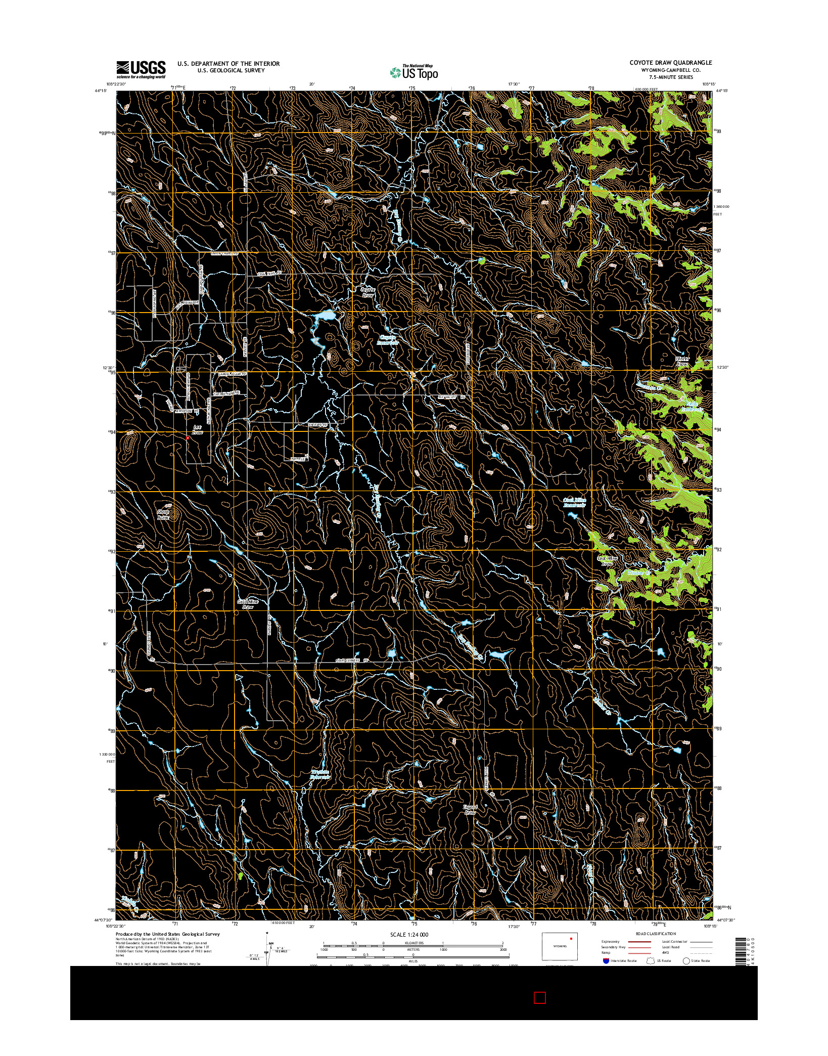 USGS US TOPO 7.5-MINUTE MAP FOR COYOTE DRAW, WY 2015