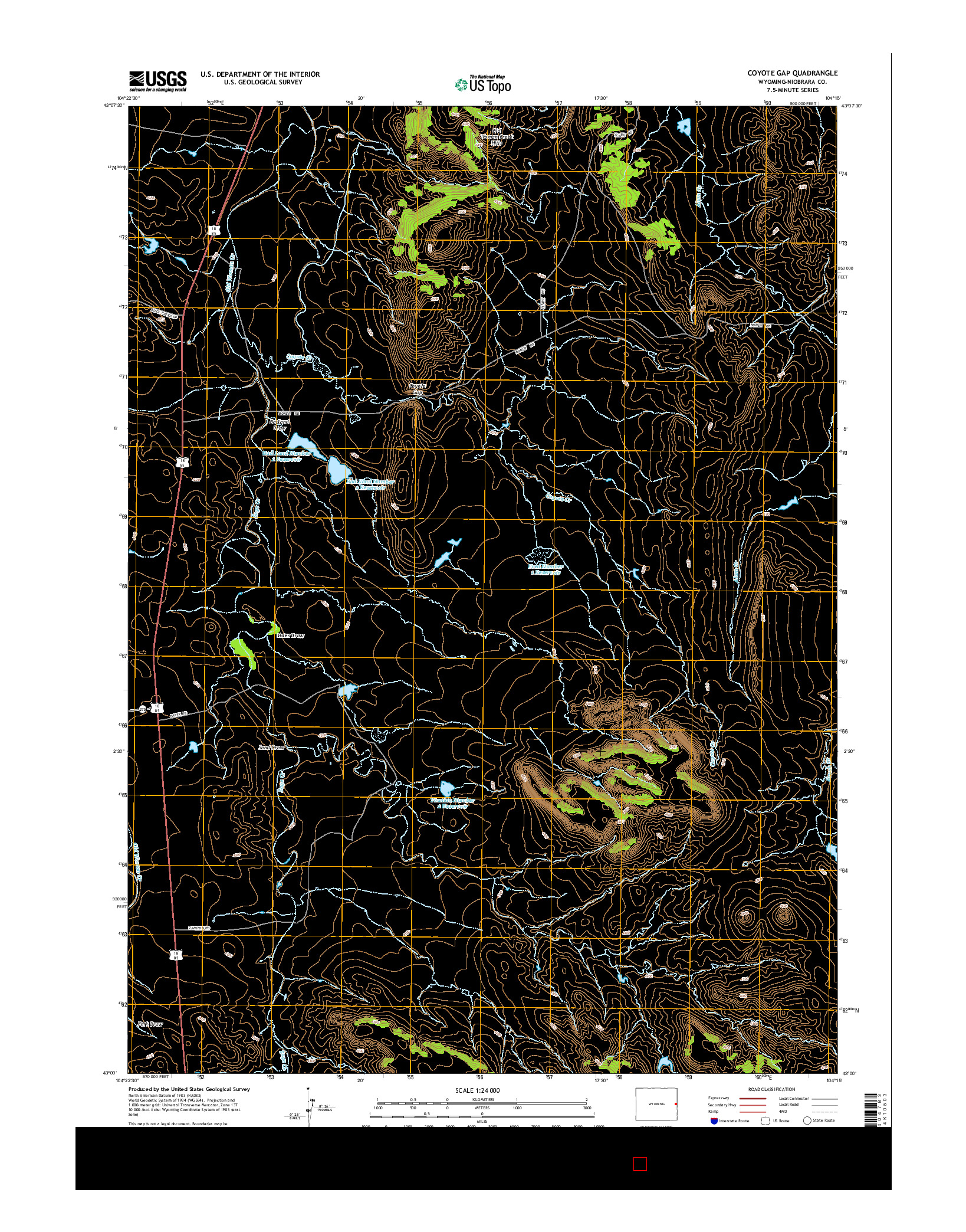 USGS US TOPO 7.5-MINUTE MAP FOR COYOTE GAP, WY 2015