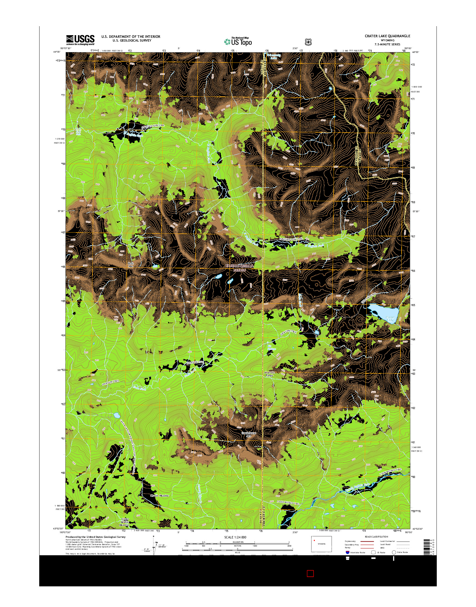 USGS US TOPO 7.5-MINUTE MAP FOR CRATER LAKE, WY 2015