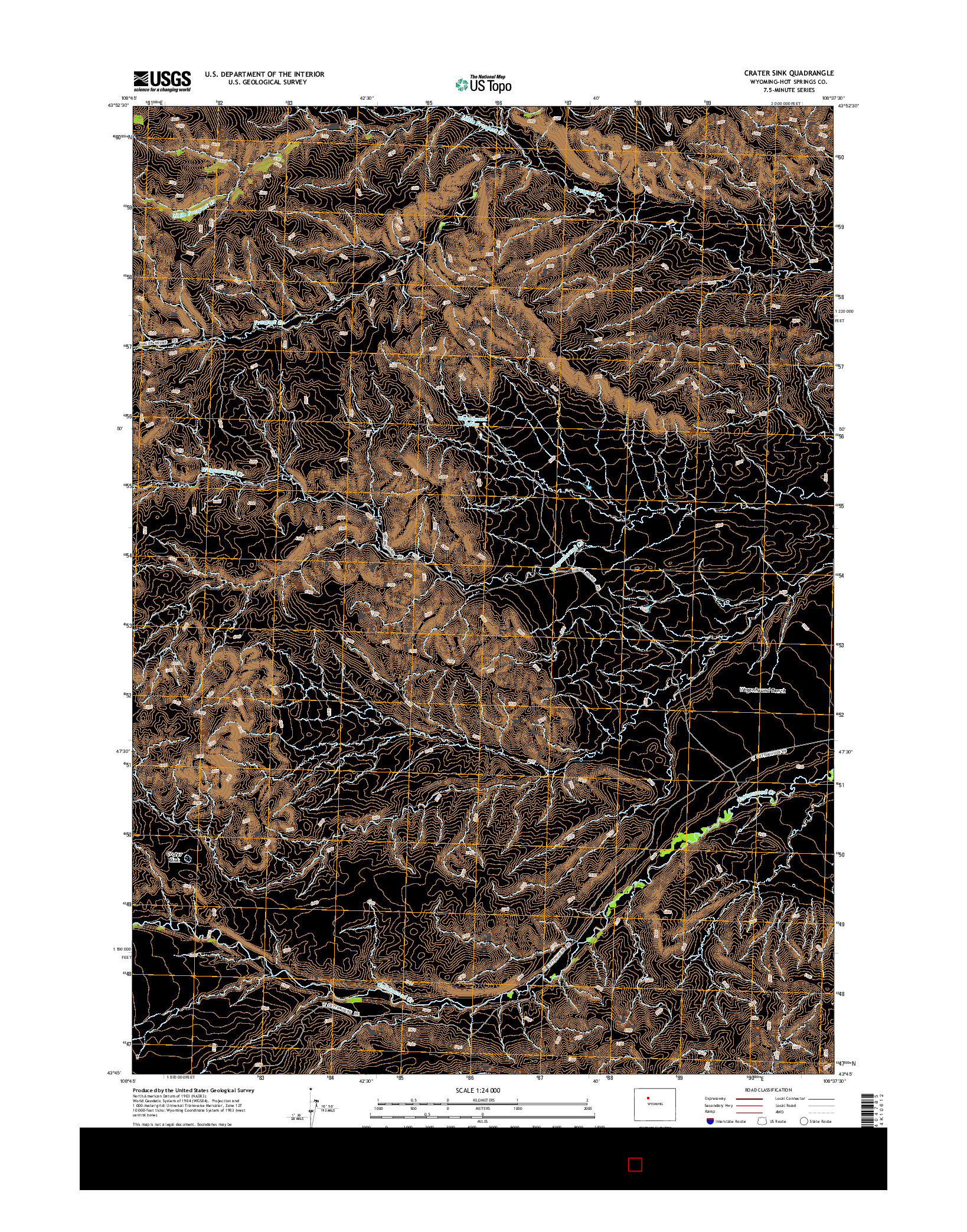 USGS US TOPO 7.5-MINUTE MAP FOR CRATER SINK, WY 2015
