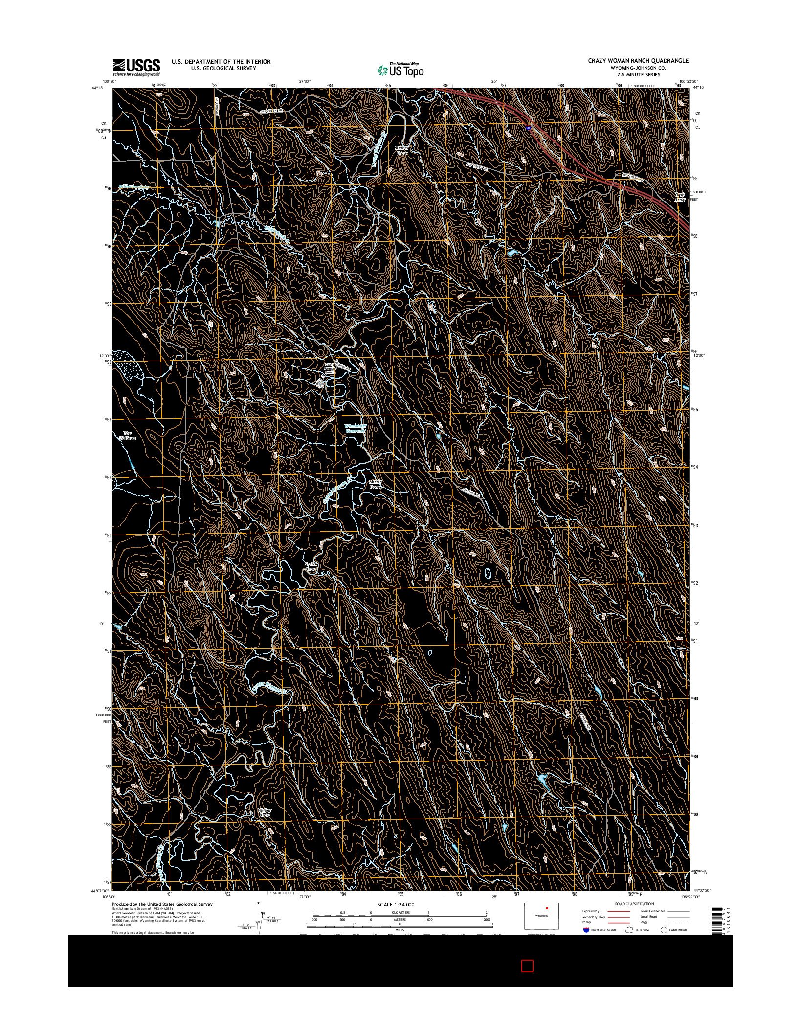 USGS US TOPO 7.5-MINUTE MAP FOR CRAZY WOMAN RANCH, WY 2015