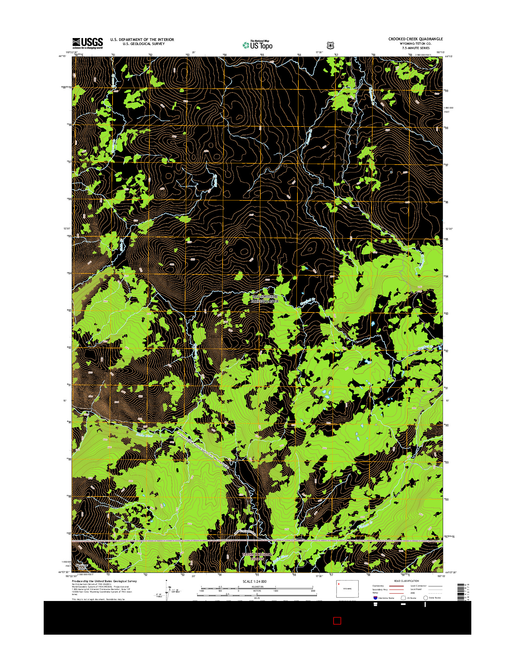 USGS US TOPO 7.5-MINUTE MAP FOR CROOKED CREEK, WY 2015