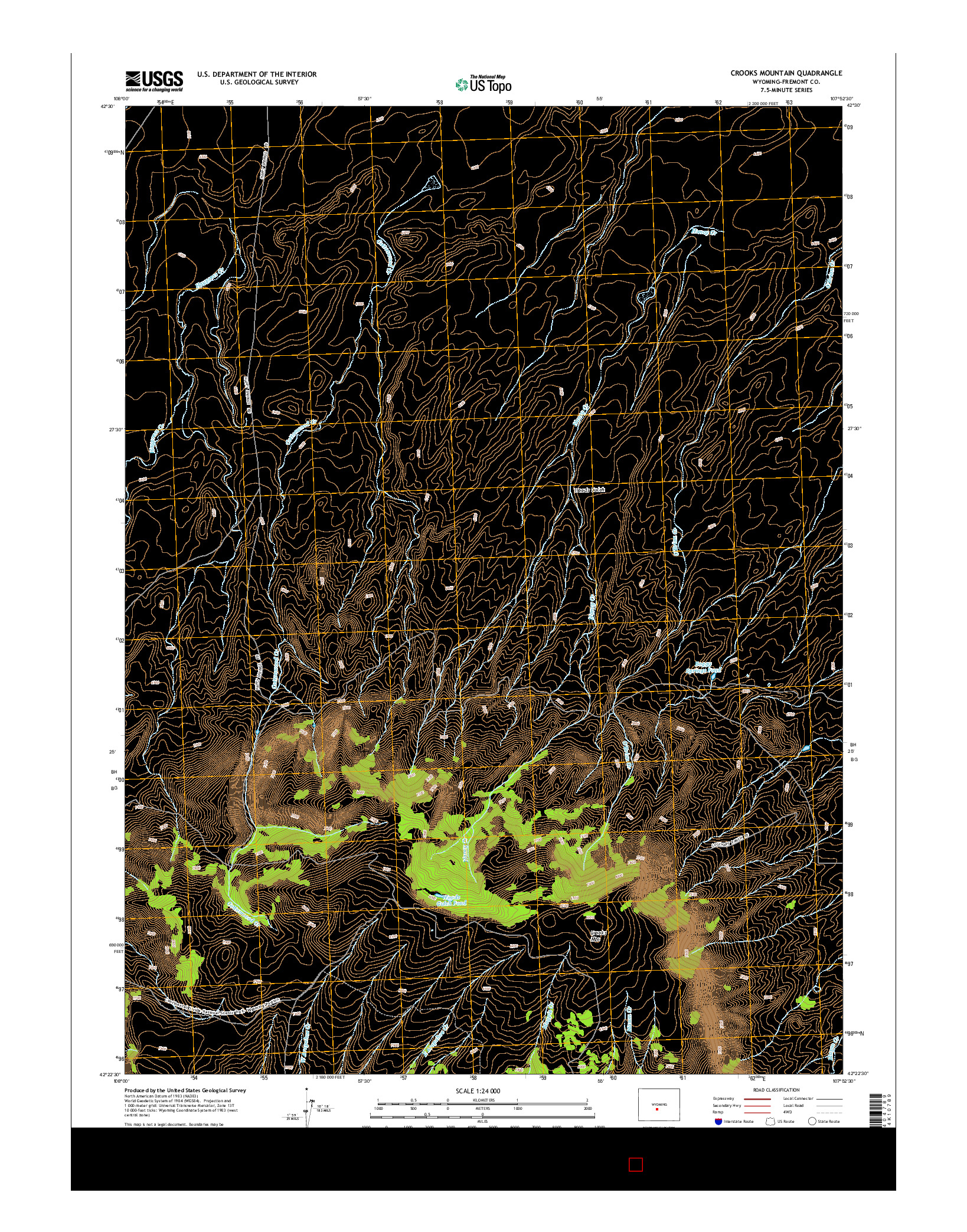 USGS US TOPO 7.5-MINUTE MAP FOR CROOKS MOUNTAIN, WY 2015