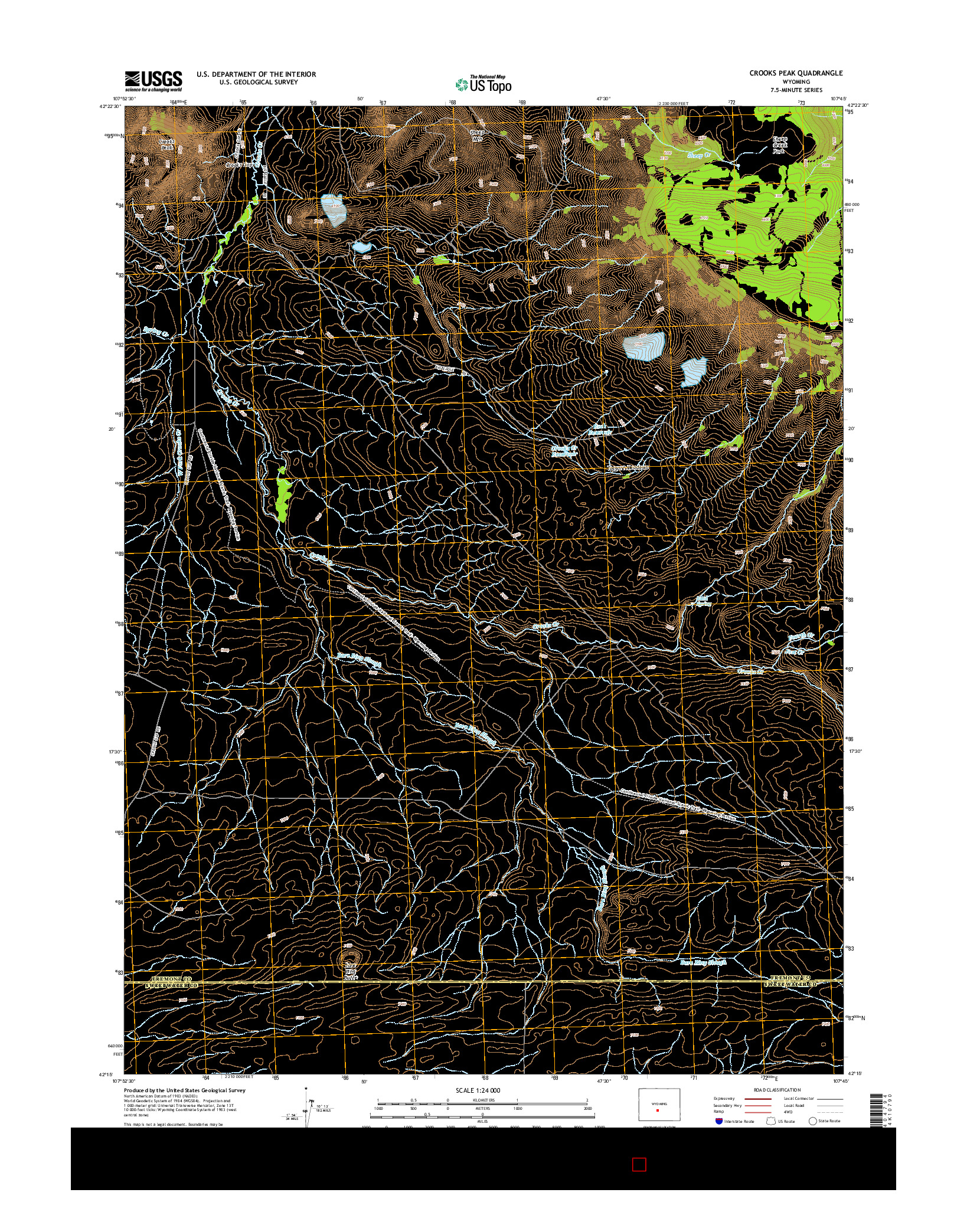 USGS US TOPO 7.5-MINUTE MAP FOR CROOKS PEAK, WY 2015