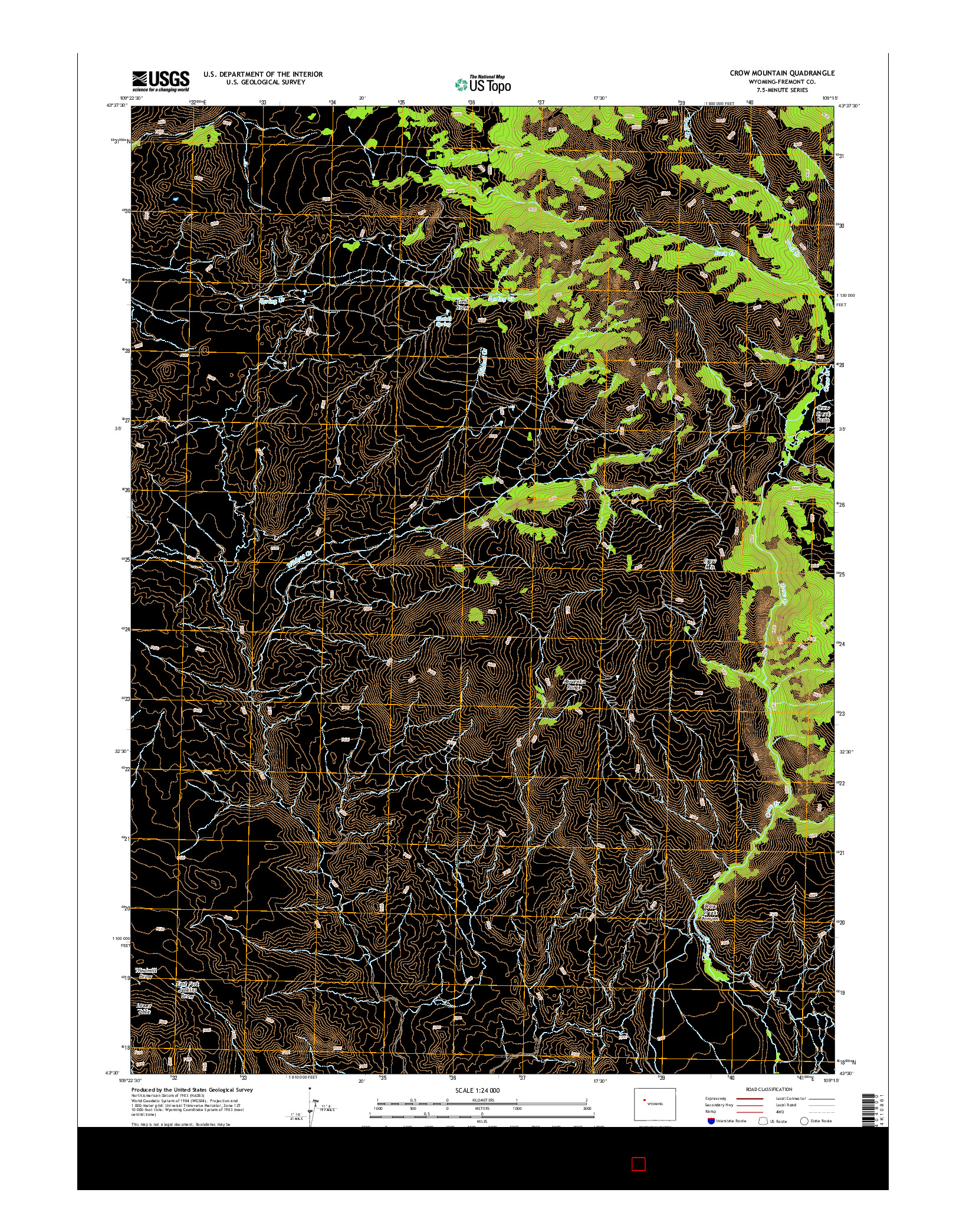 USGS US TOPO 7.5-MINUTE MAP FOR CROW MOUNTAIN, WY 2015