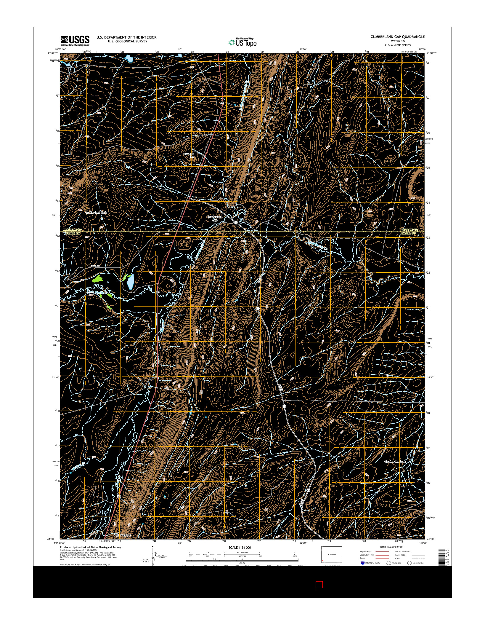 USGS US TOPO 7.5-MINUTE MAP FOR CUMBERLAND GAP, WY 2015