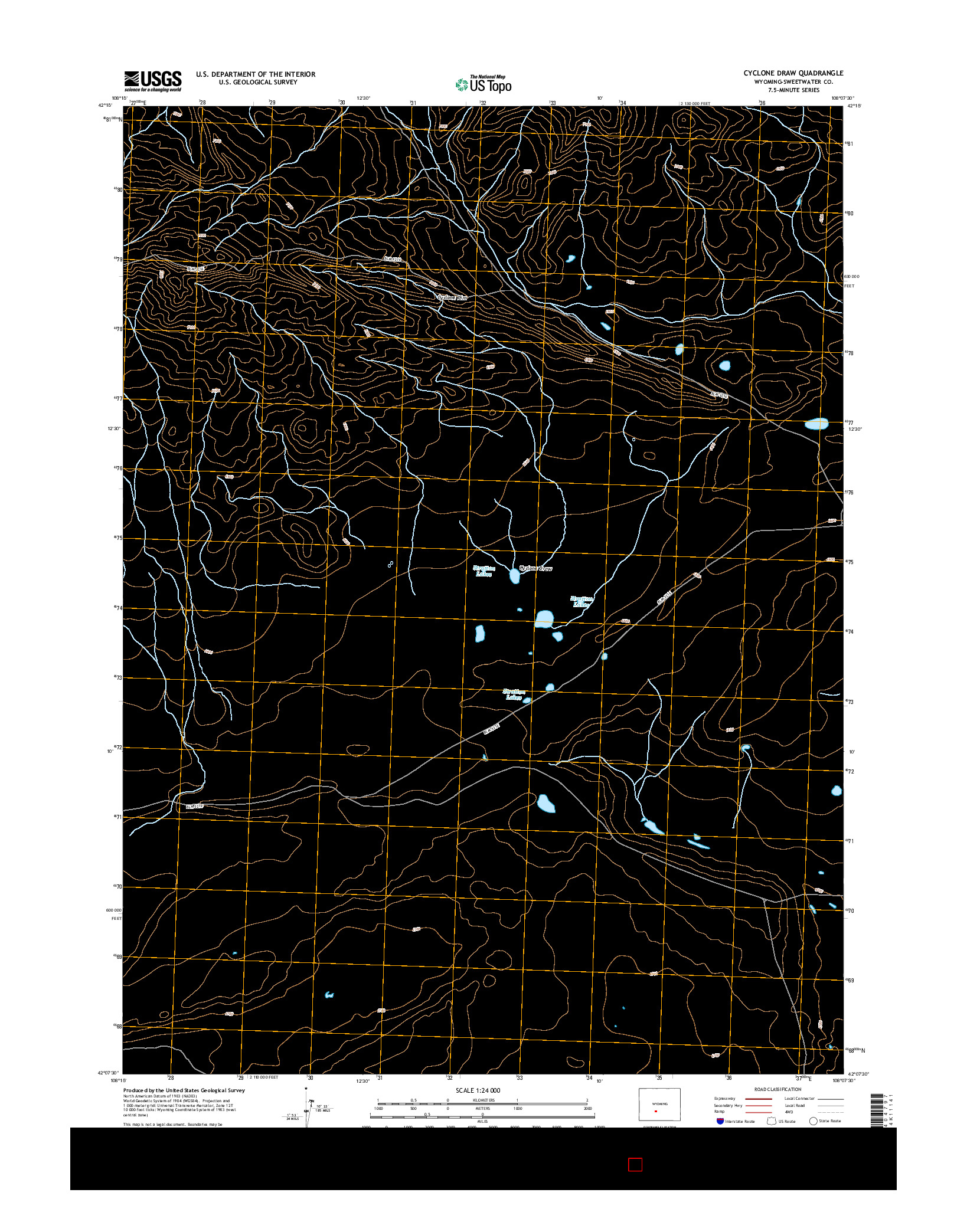 USGS US TOPO 7.5-MINUTE MAP FOR CYCLONE DRAW, WY 2015