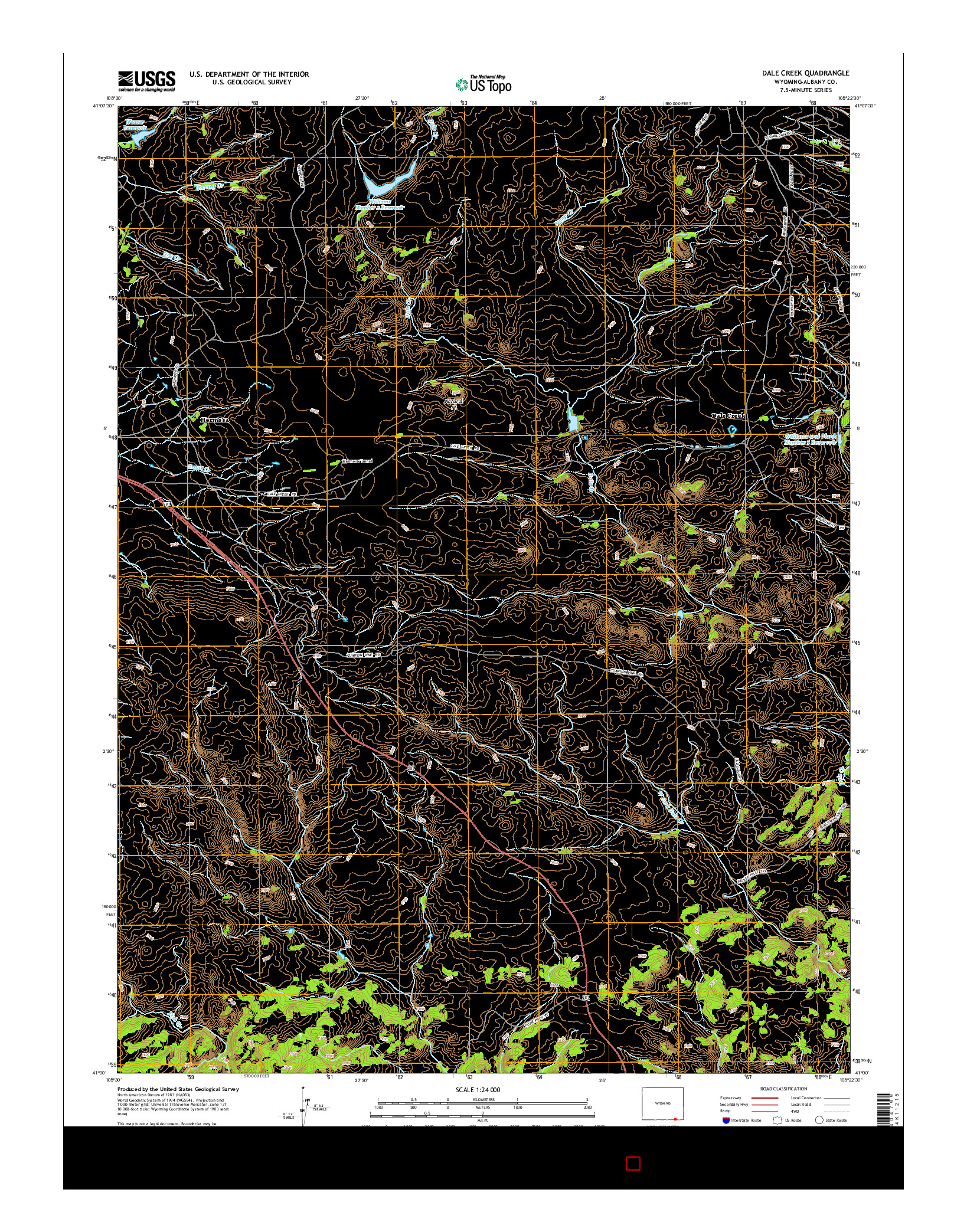USGS US TOPO 7.5-MINUTE MAP FOR DALE CREEK, WY 2015