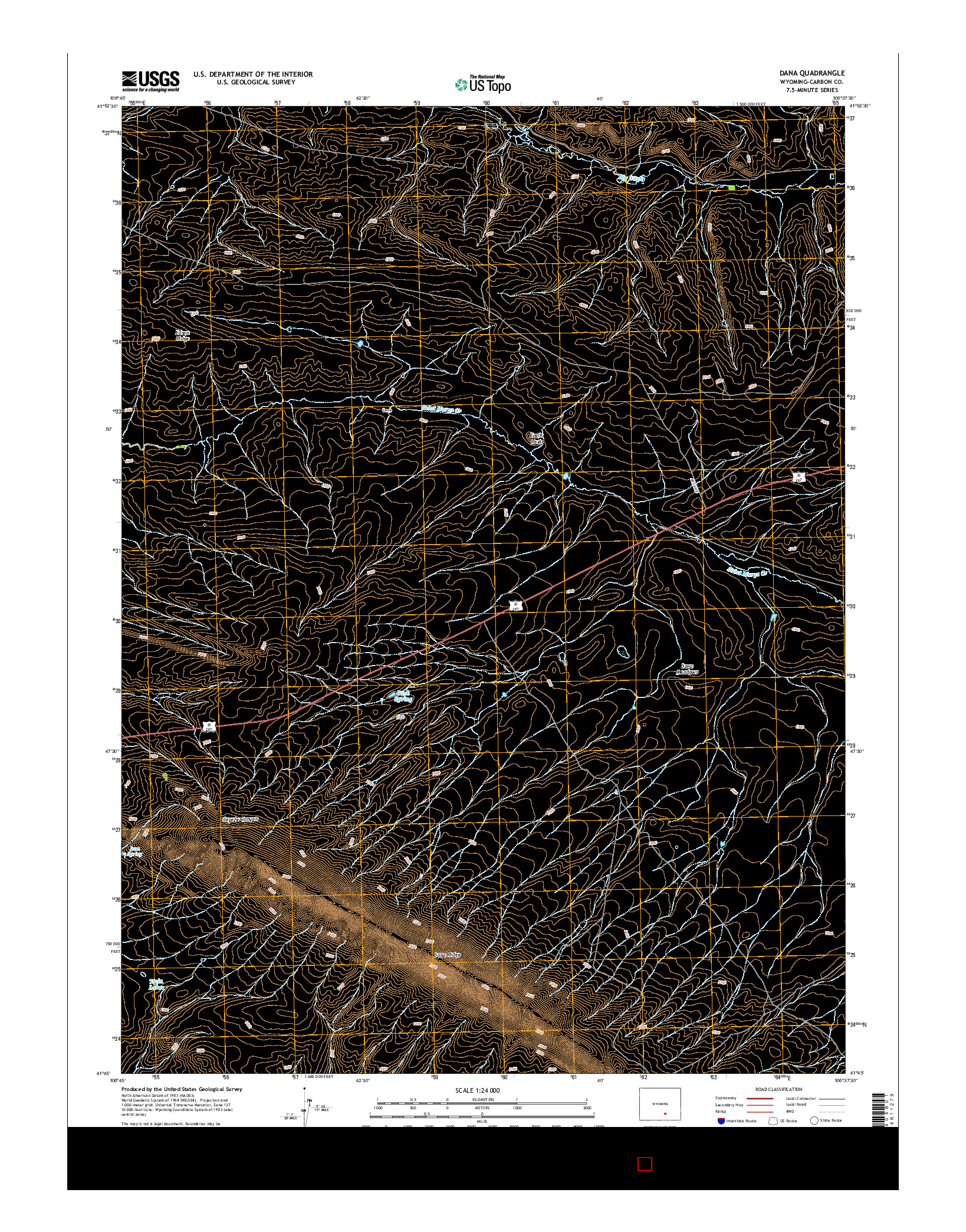 USGS US TOPO 7.5-MINUTE MAP FOR DANA, WY 2015