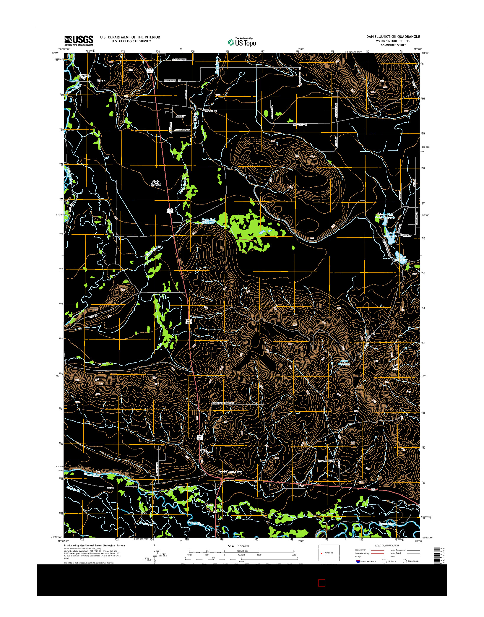 USGS US TOPO 7.5-MINUTE MAP FOR DANIEL JUNCTION, WY 2015
